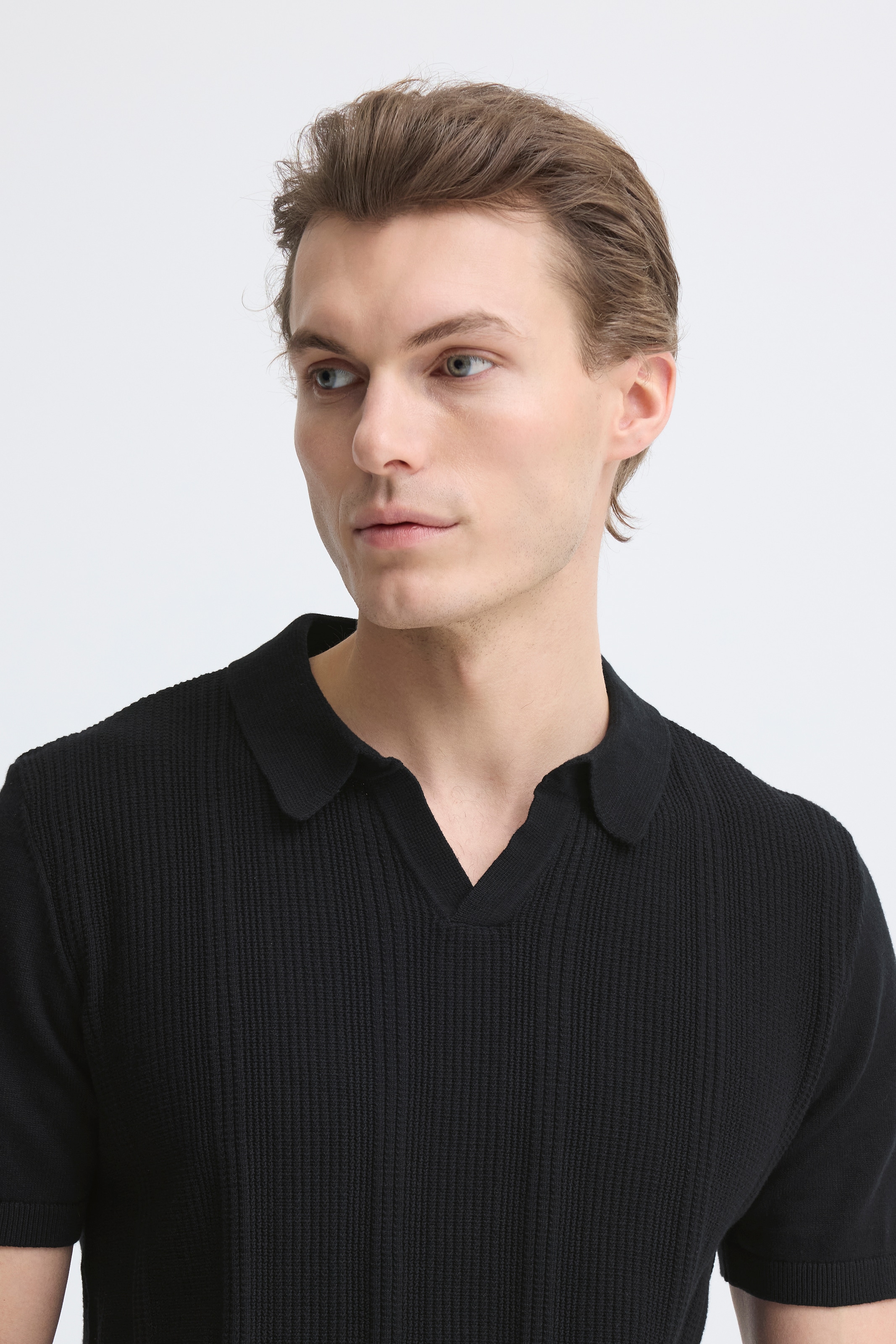 Blend Polokragenpullover »BHBARON SPLIT POLO PPNOOS« aus Baumwolle, Regular Fit, unifarben, Kurzarm, mit V-Ausschnitt