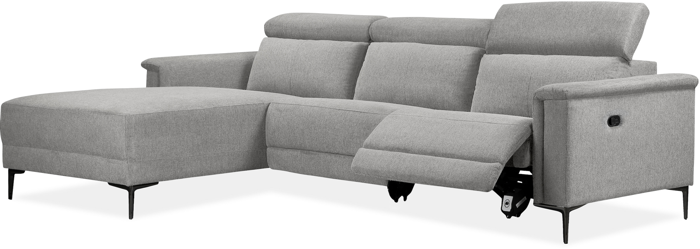 OTTO home Ecksofa »LUND, Struktur-Bezug, L-Form, 261cm, man. /elektr. Relaxfunktion« auch mit USB A/C-Anschluss sowie Kopfteilverstellung
