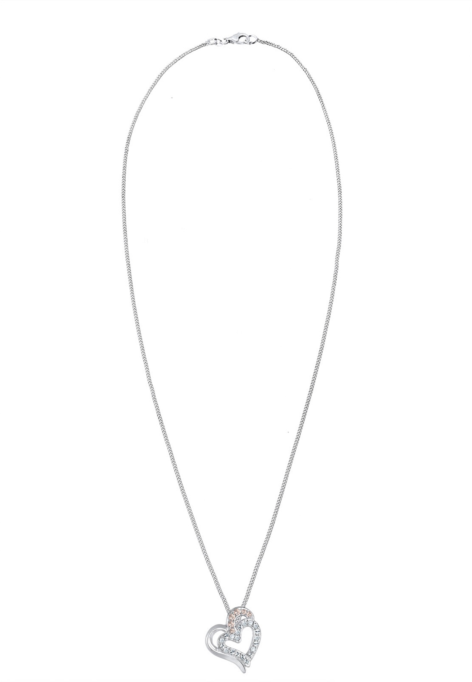 Elli Silberkette »Halskette Herz Glas Kristalle Weiß 925 Sterling Silber«