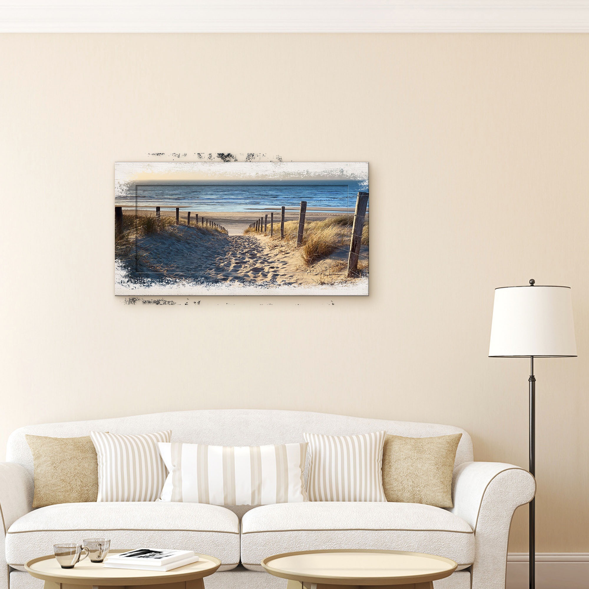 Artland Wandbild »Weg zum Nordseestrand Sonnenuntergang«, Strand, (1 St.), 3D Optik gebogen