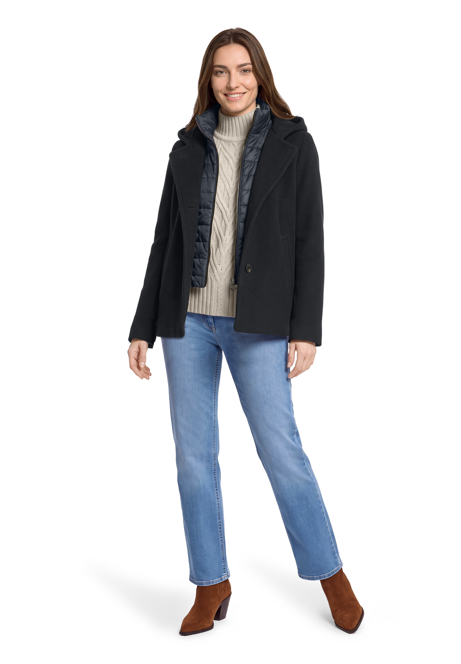Gil Bret Wolljacke mit Kapuze 2 in 1 Optik mit Kapuze