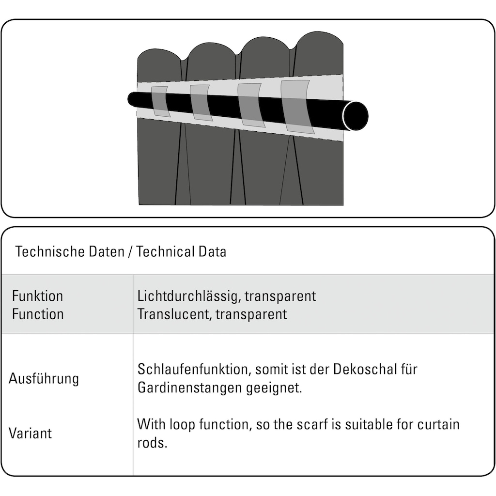 GARDINIA Gardine »Schal mit verdeckter Schlaufe Blockstreifen«, (1 St.)