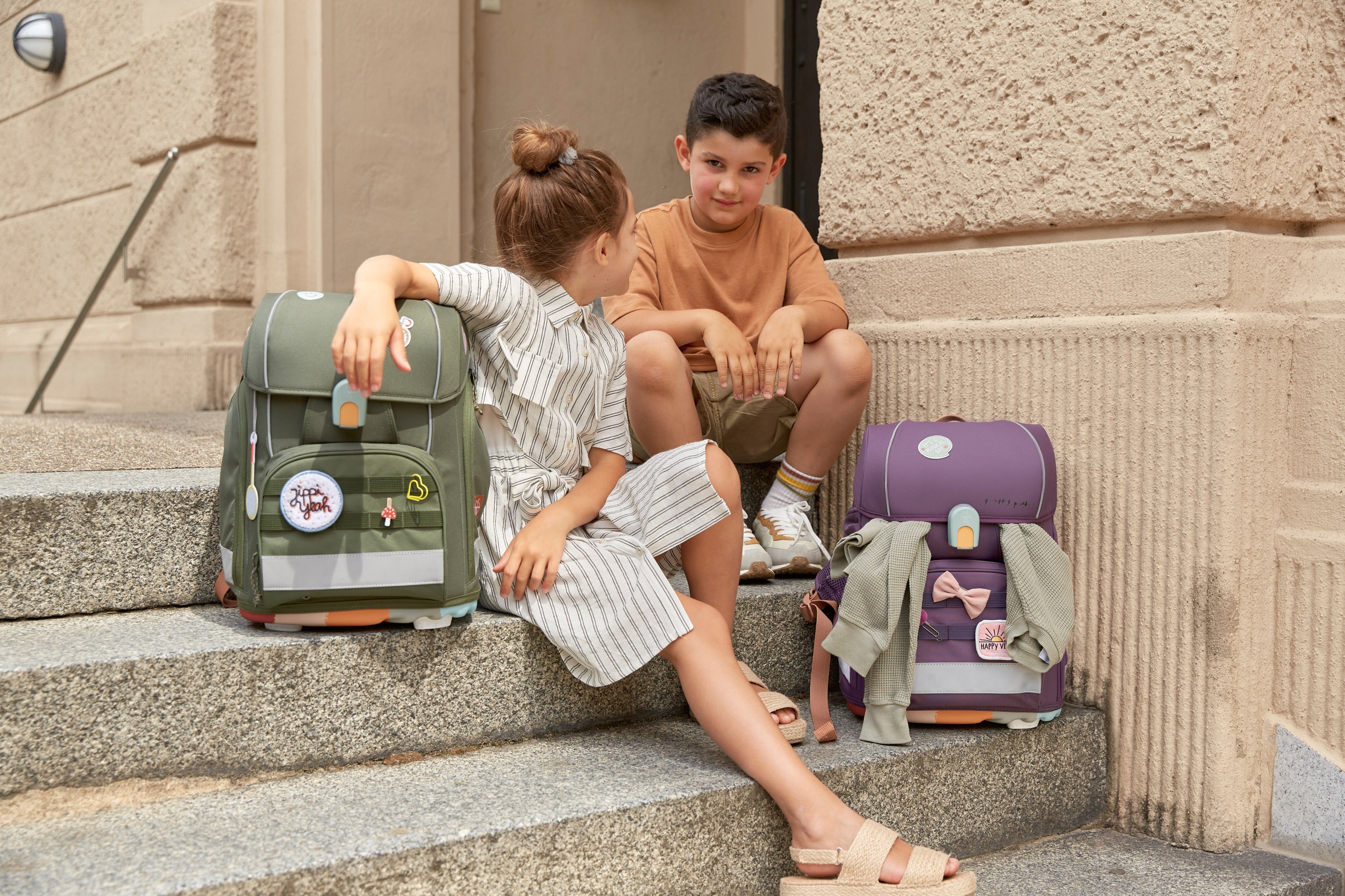 LÄSSIG Schulranzen »Unique, Boxy, Olive«, Reflektoren, PETA-approved vegan; aus recyceltem Material