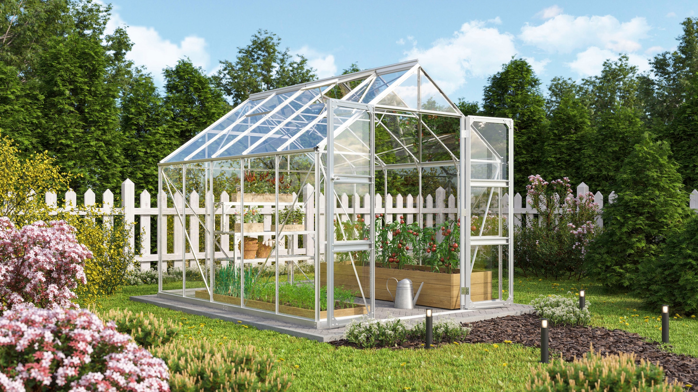 Vitavia Gewächshaus "Domus 8300" Doppelschwingtüren und bodentiefer Türschwelle, 3 mm Sicherheitsglas