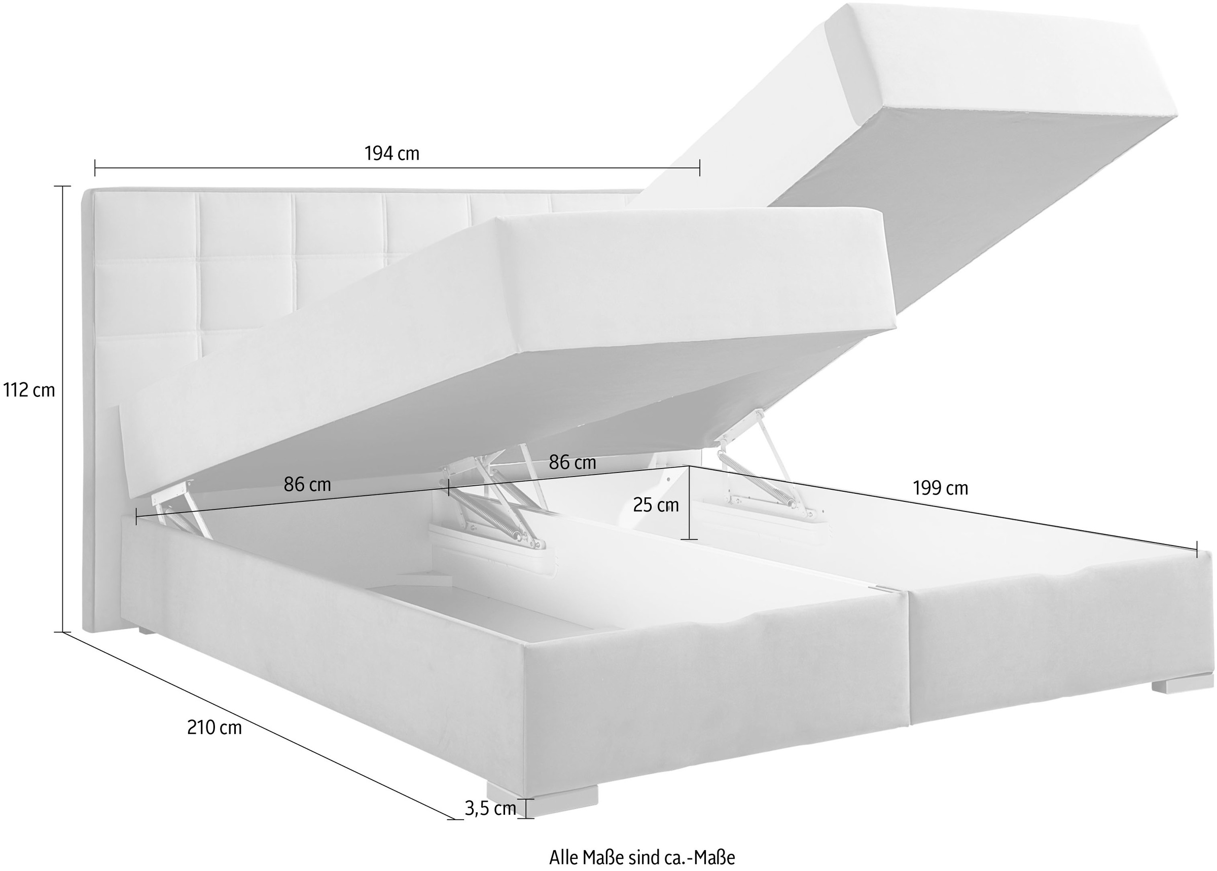 Maintal Boxspringbett, mit Bettkasten und Topper