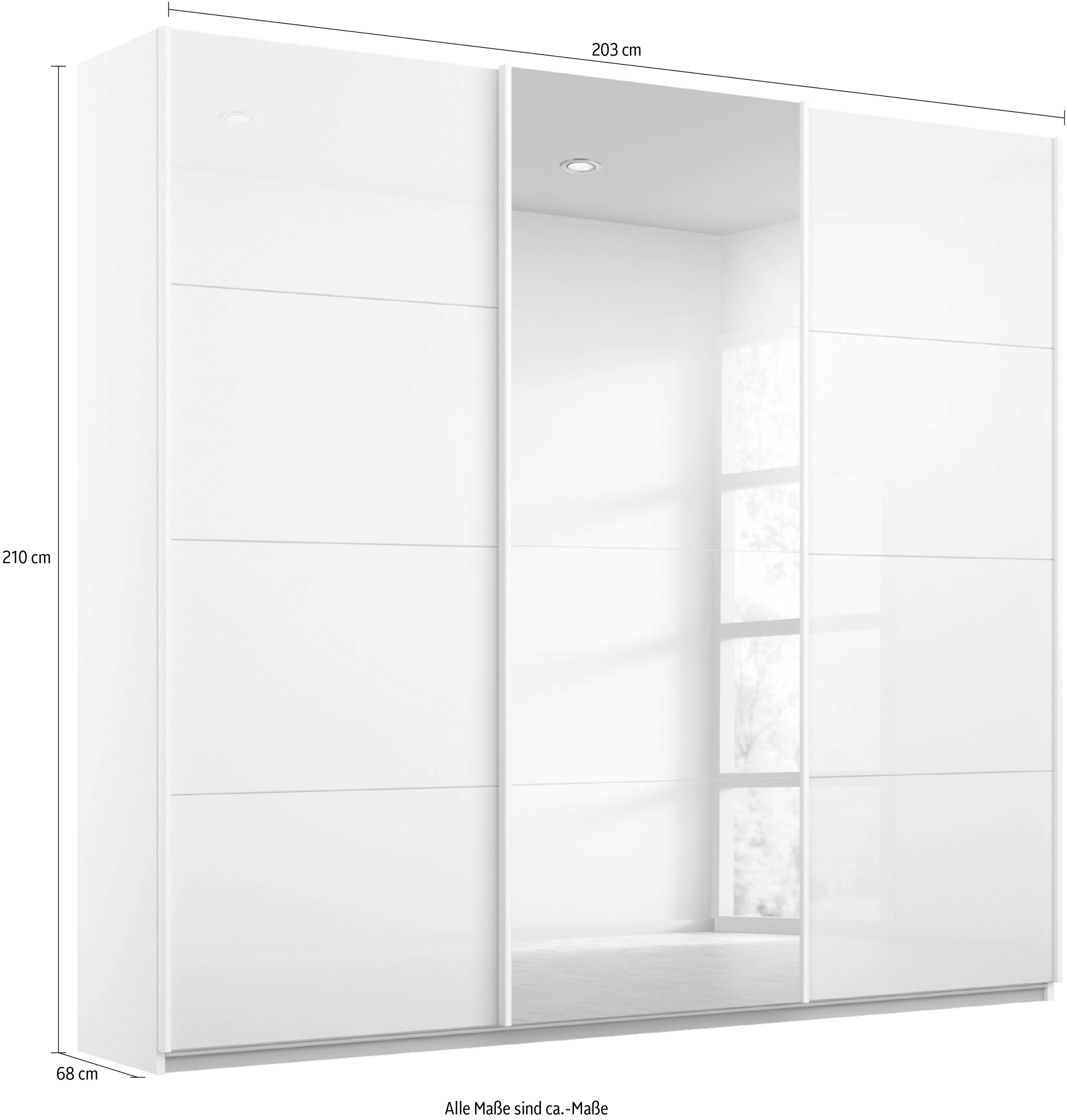 rauch Schwebetürenschrank »Kleiderschrank Schrank Garderobe Wäscheschrank Ankleide OTELI« Breiten 203/271/315/360 cm Höhen 210/229 cm,  mit Mittelspiegel, in verschiedenen Dekor- und Hochglanzfarben