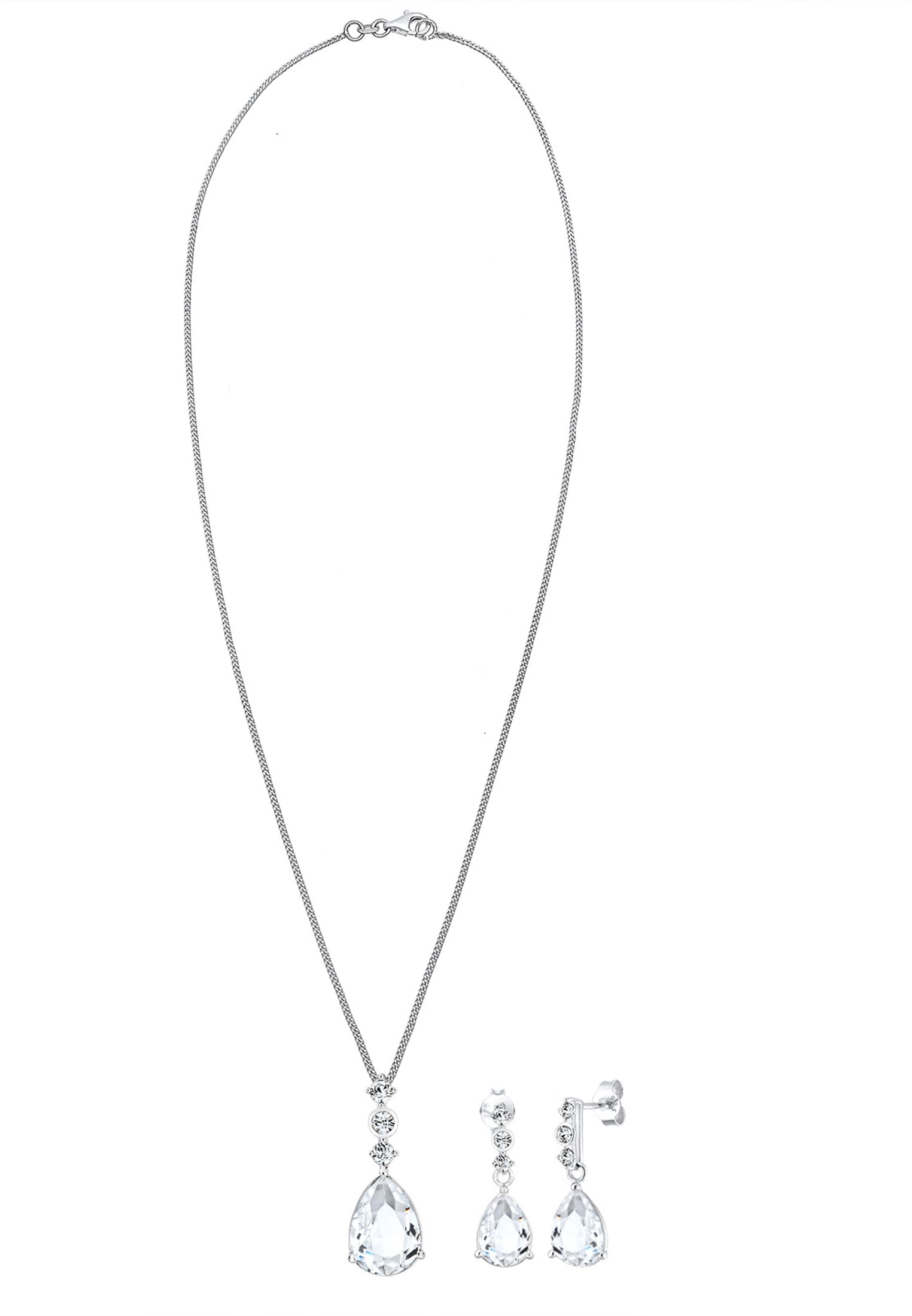 Elli Premium Ohrring und Ketten Set »Schmuckset Set Tropfen Kristalle 925 Silber« ()
