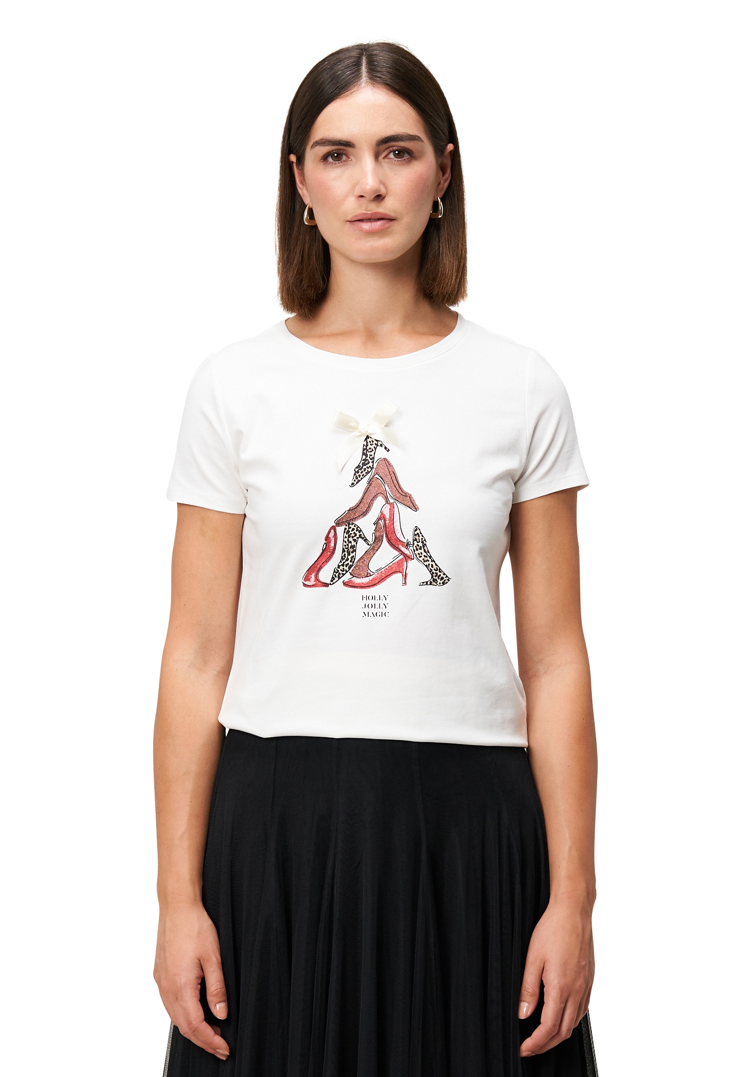 Zero Kurzarmshirt »Shirt mit Aufdruck und Schleife«