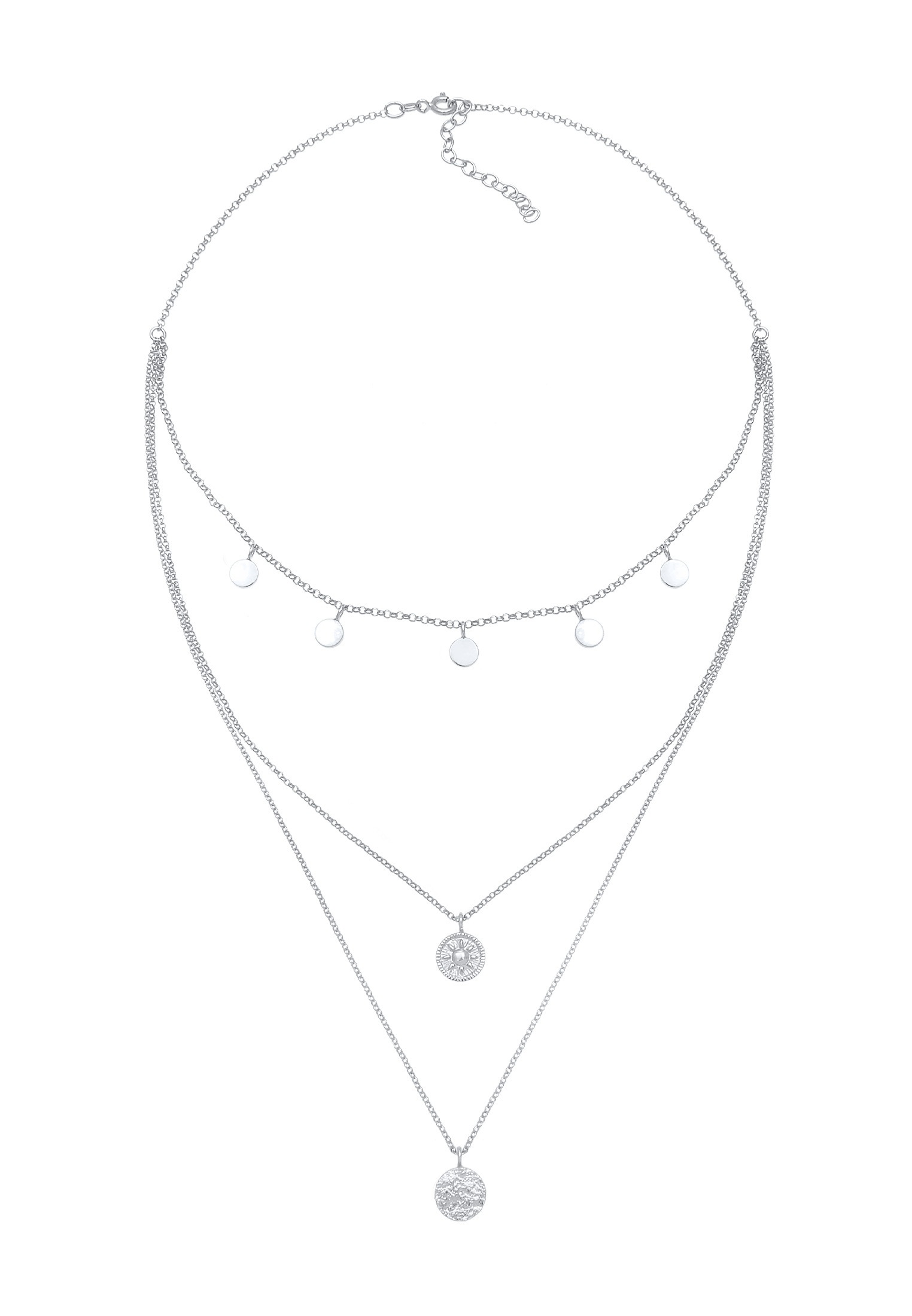 Elli Choker »Halskette Kreis Rund Coin Layer Organic Vintage 925 Silber«