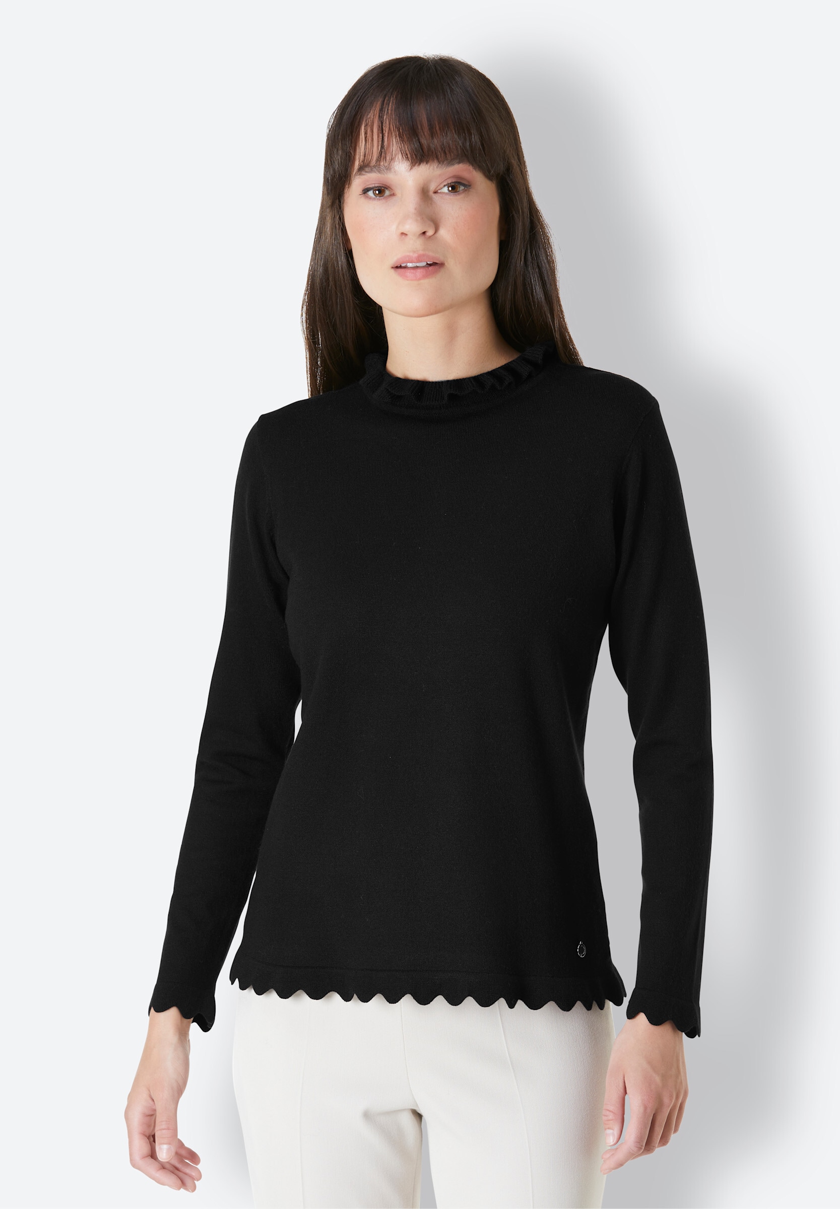 creation L Strickpullover »Viskose-Modal-Pullover Stehkragenpullover mit gebogten Kanten«