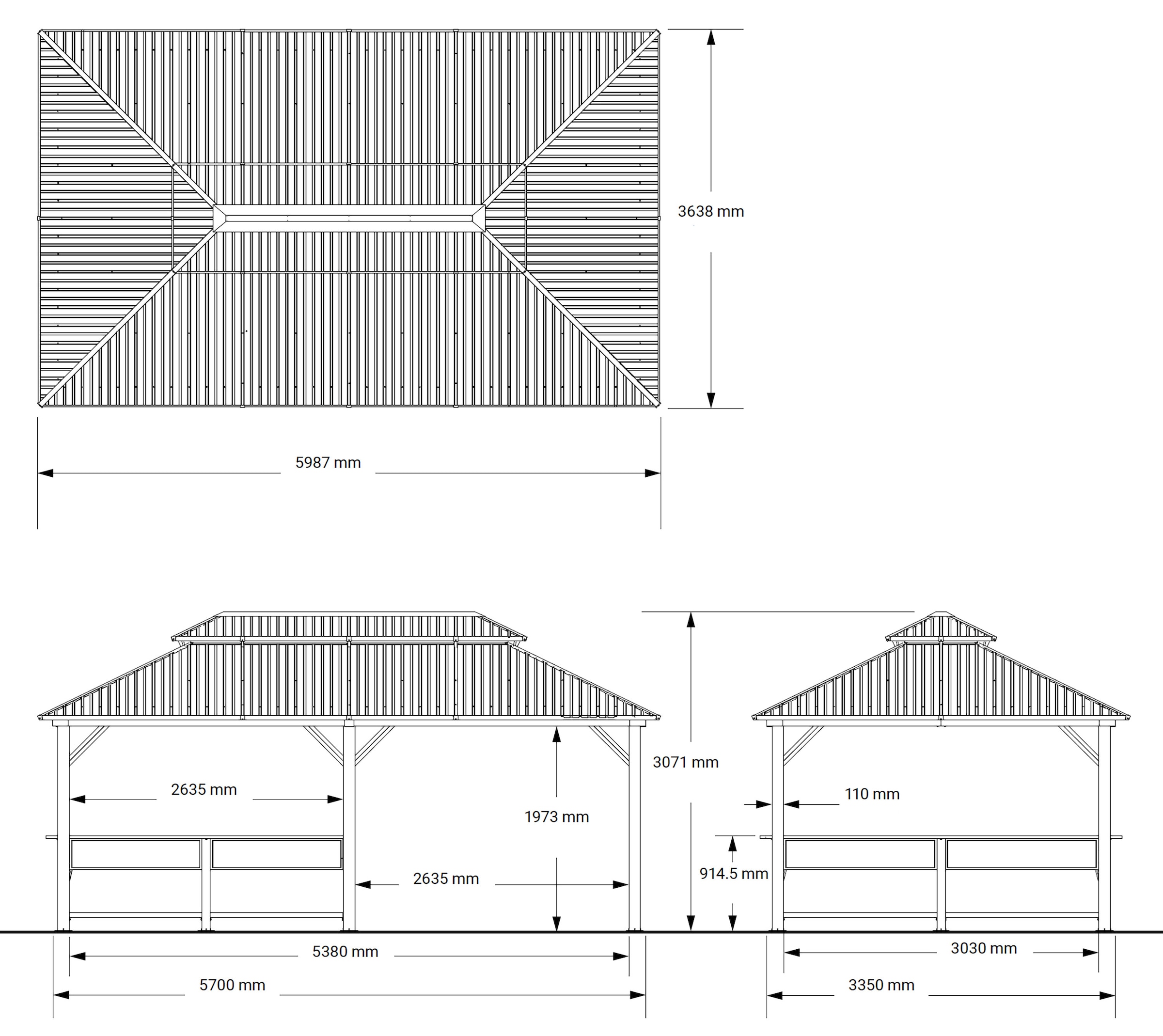 Sojag Pavillon »Bondi 1220 Schwarz« 598,7x363,8x307cm