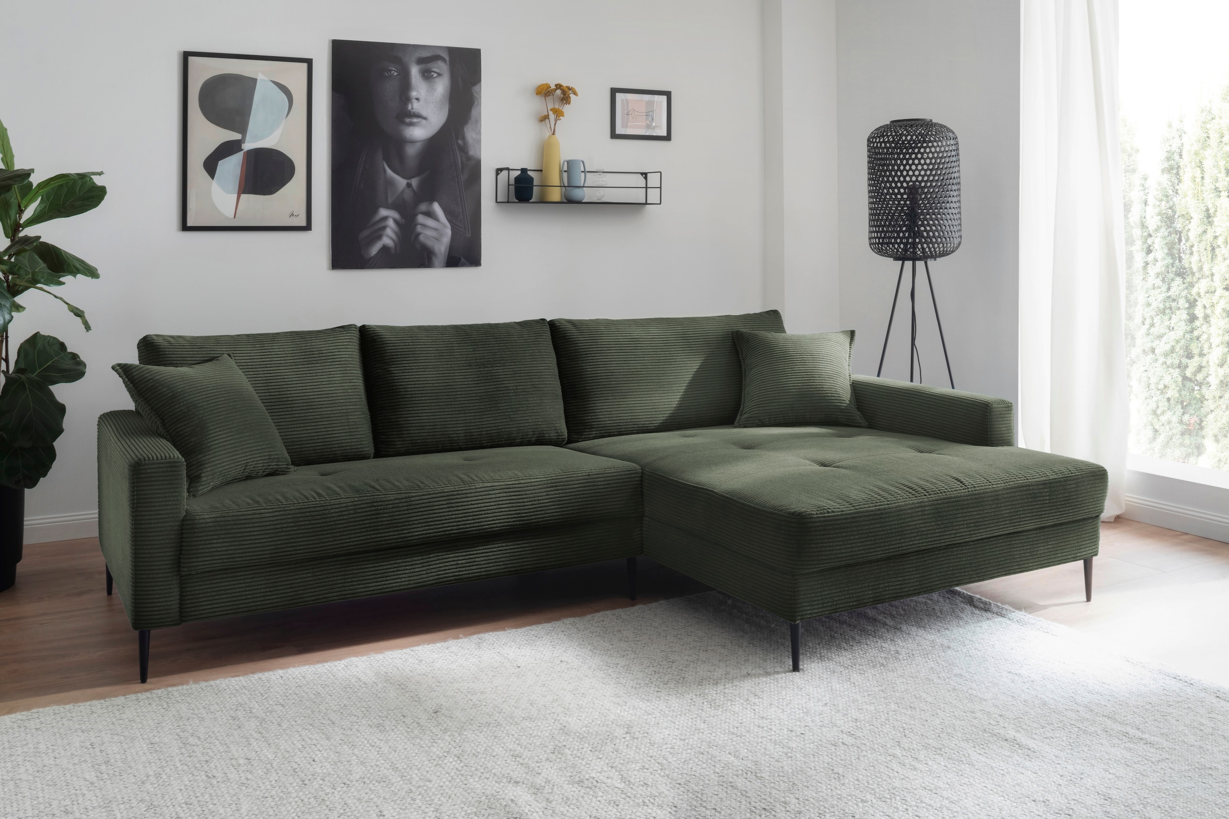 Ecksofa »Summer L-Form«, in Cord-Stoff mit Metallfuß