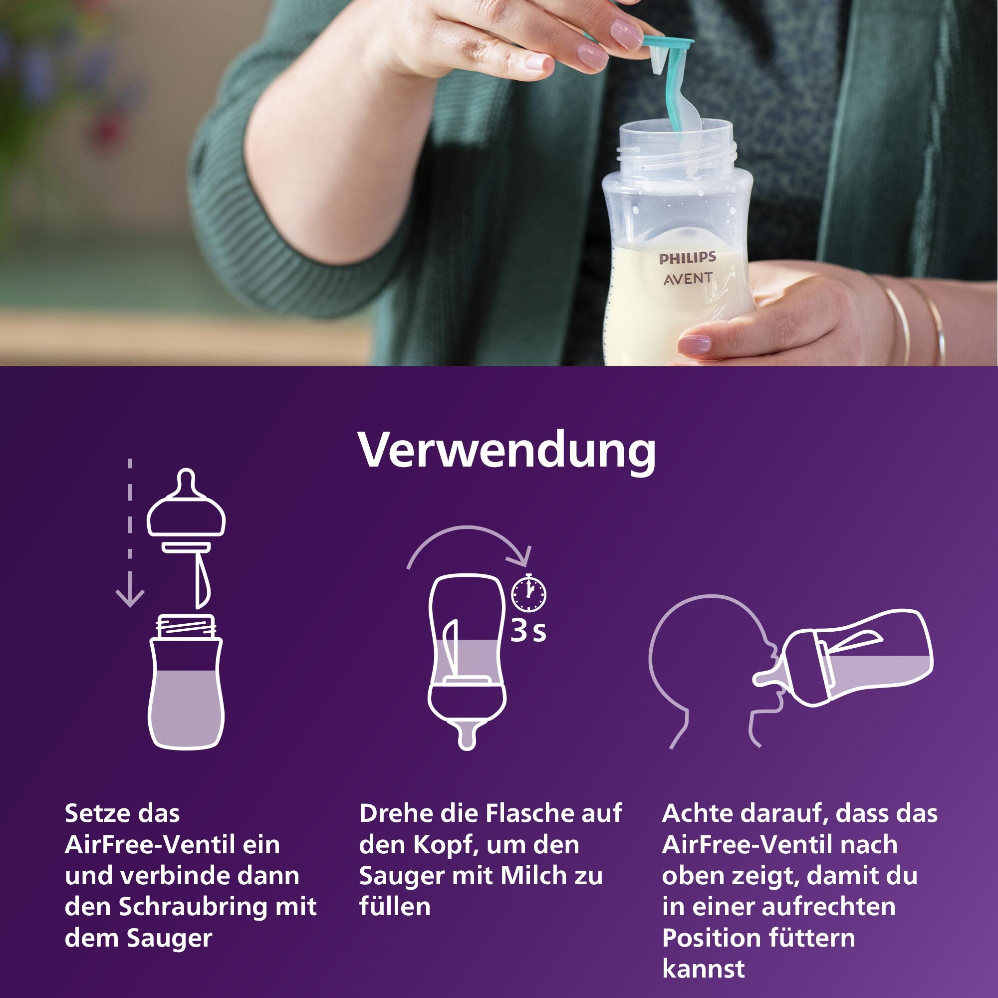 Philips AVENT Babyflasche »Natural Response Babyflasche« 2 Stück, mit dem AirFree Ventil, 125 ml, ab 0 Monaten