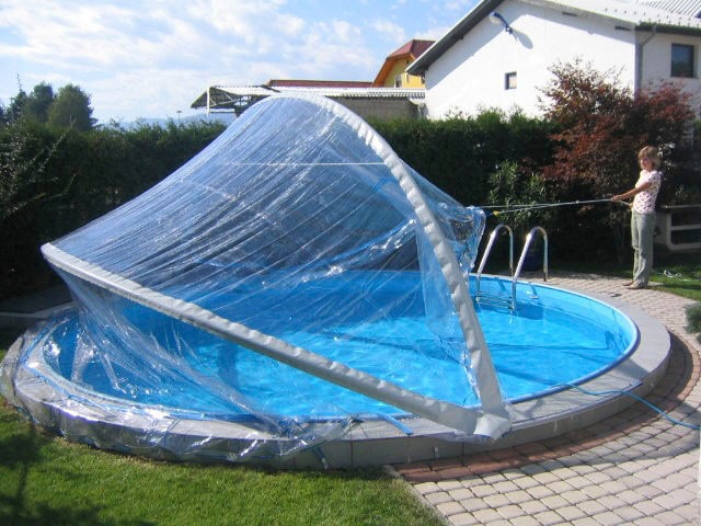 KWAD Rundpool »CABRIO DOME inkl. Abdeckung zur Reduzierung des Pflegeaufwandes« 5-tlg., Höhe: 130cm, blaue Innenfolie