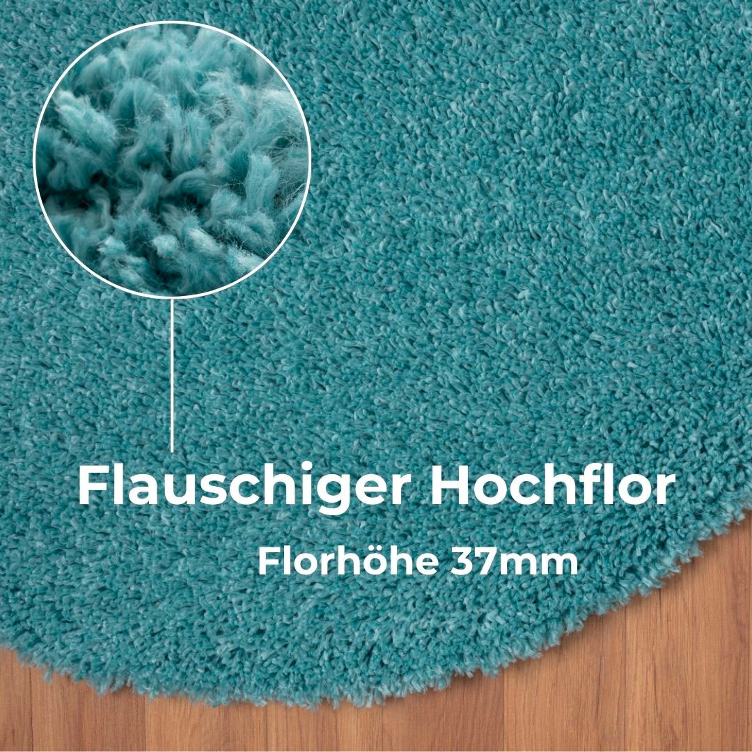 my home Hochflor-Teppich »Banji«, rund, 37 mm Höhe, Uni Farben, weich und flauschig, auch als rechteckig erhältlich