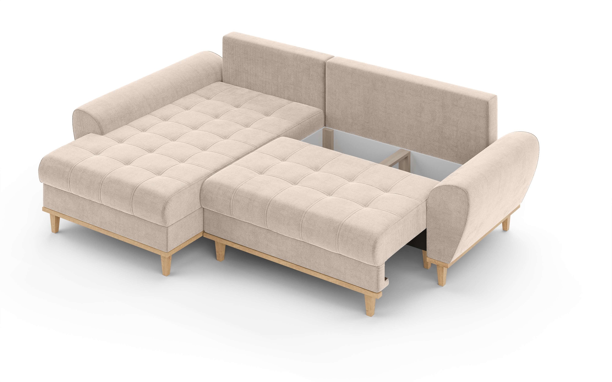 Home affaire Ecksofa »Ahrdorf mit Bettfunktion und Bettkasten, Maße: B/H/T 268/86/175 cm«, L-Form mit 3 Rückenkissen und moderne gerundete Armlehnen