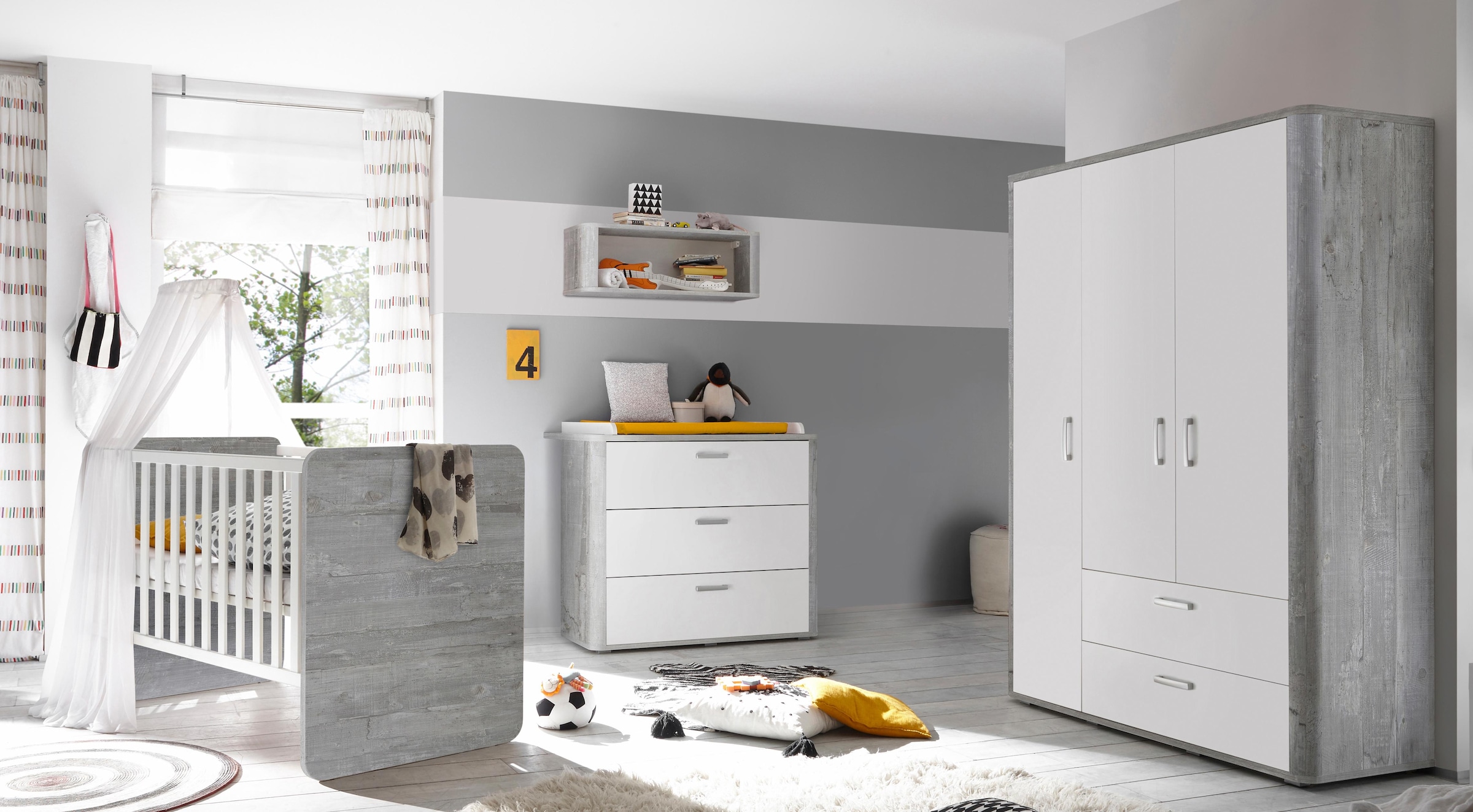 Babyzimmer-Komplettset bei Bett, Schrank) »Aarhus«, 3-teilig: Mäusbacher und (Set, ♕ Wickelkommode