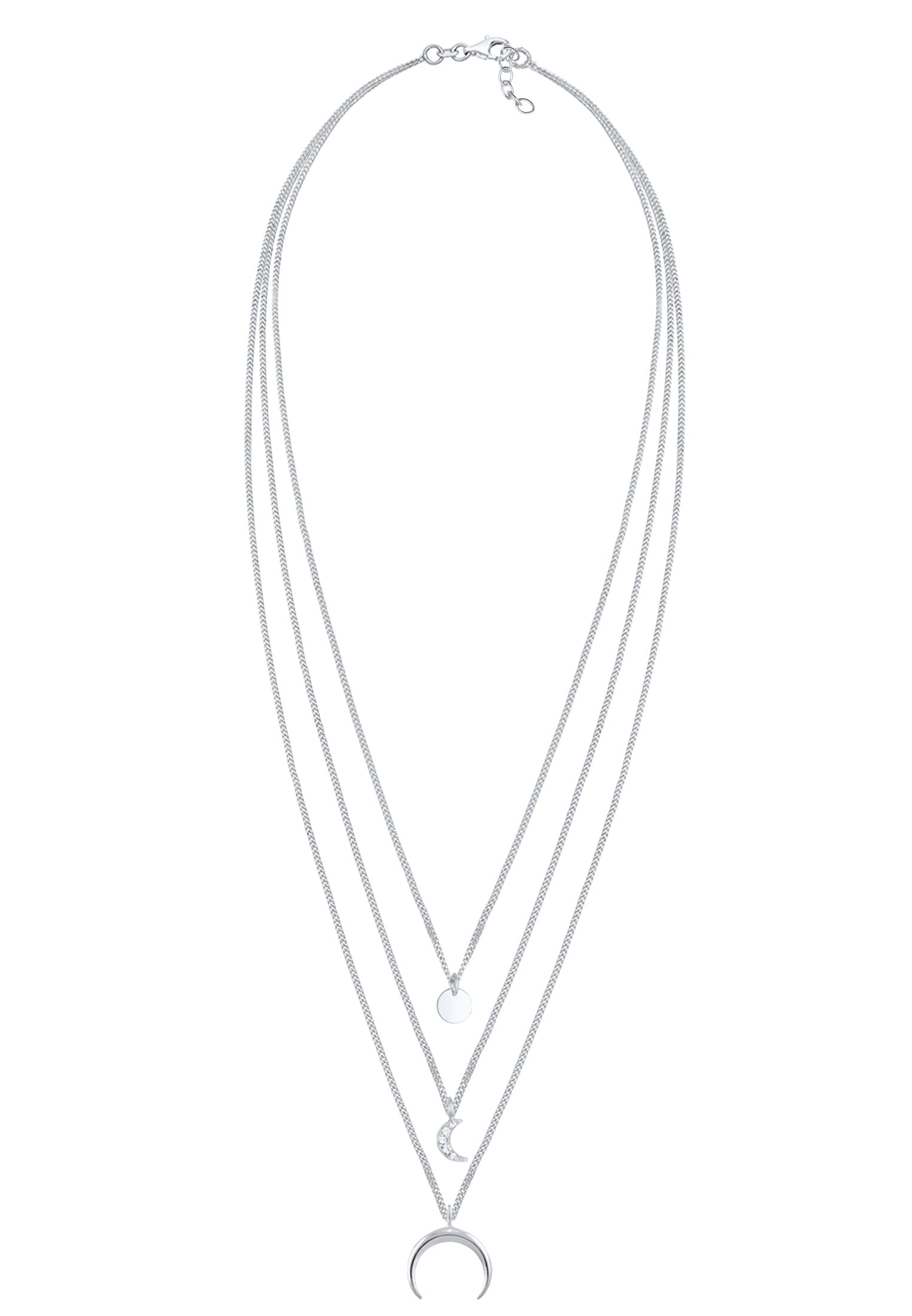 Elli Silberkette »Halskette Layer Halbmond 925 Silber, mit Kristallen von Swarovski®«