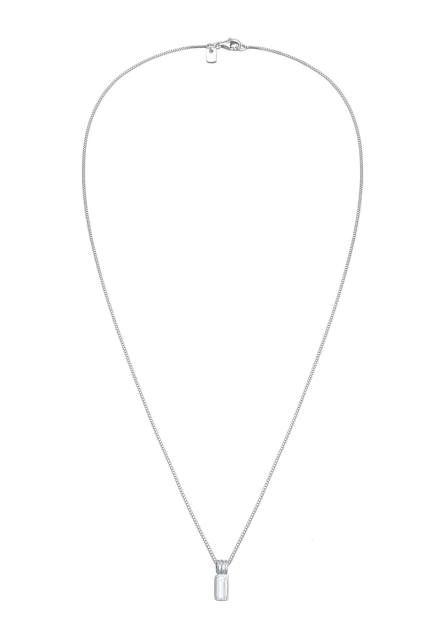 Kuzzoi Kette mit Anhänger »Halskette Topas Rechteck Weiß 925 Sterling Silber«