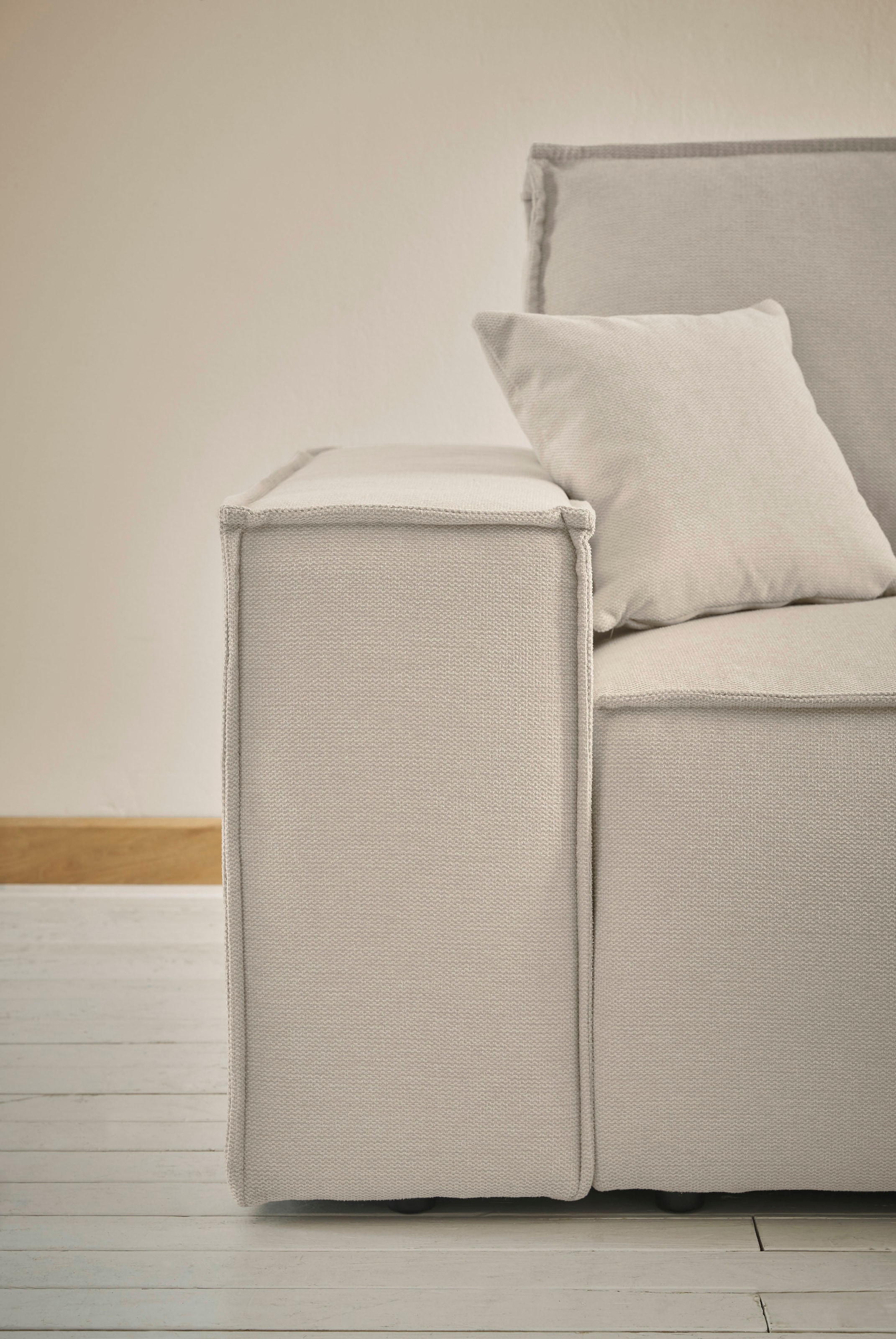 andas 3-Sitzer »FINNLEY Schlafsofa 257 cm, Schlaffunktion mit Bettkasten (200/136cm)«, in Aqua Clean-Bouclé, Struktur fein u. Cord