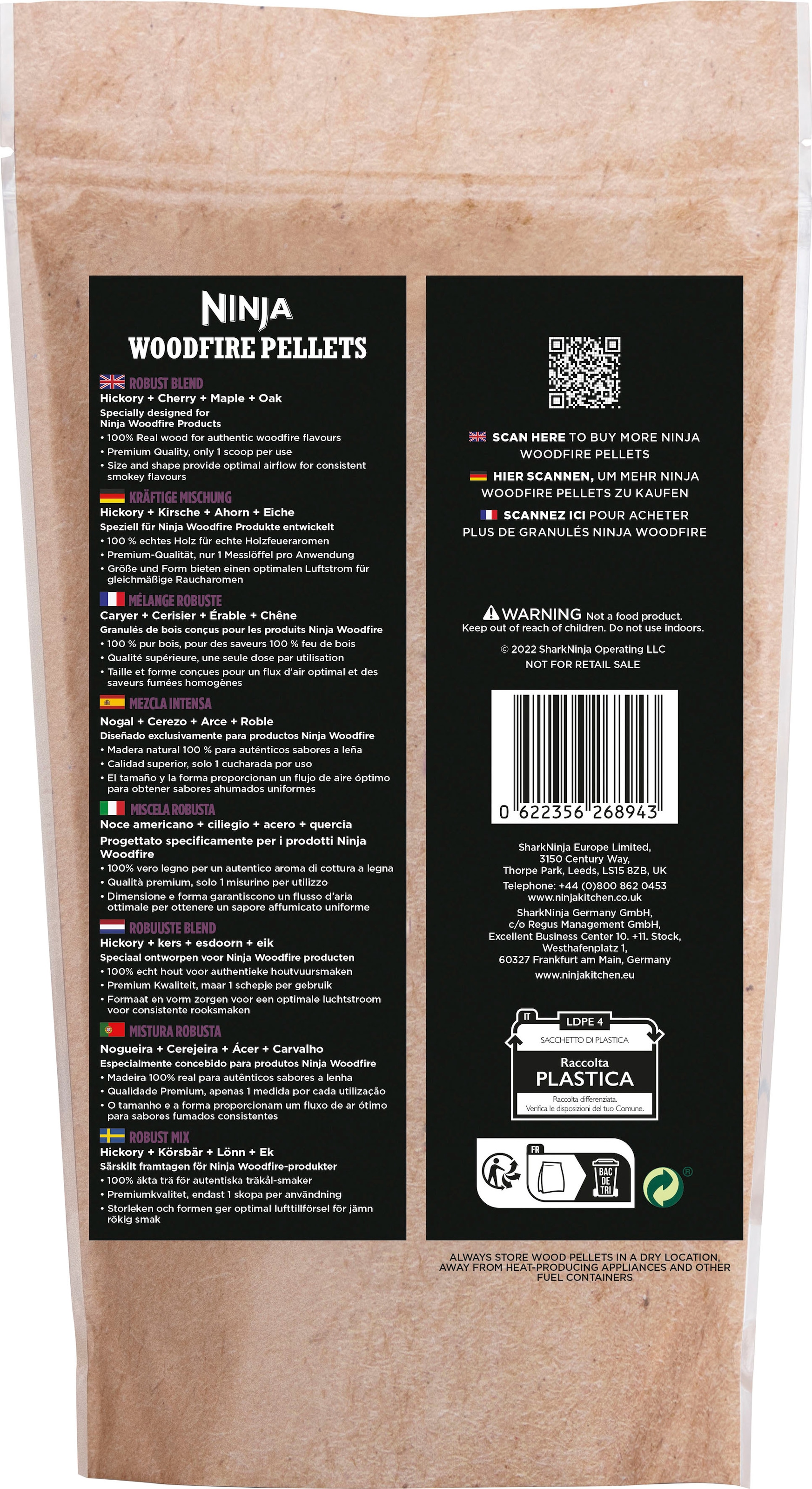 NINJA Holzpellets »Ninja Woodfire Pellets Kräftige Mischung 900g XSKOGRBPLT2EU«, (1 St.)