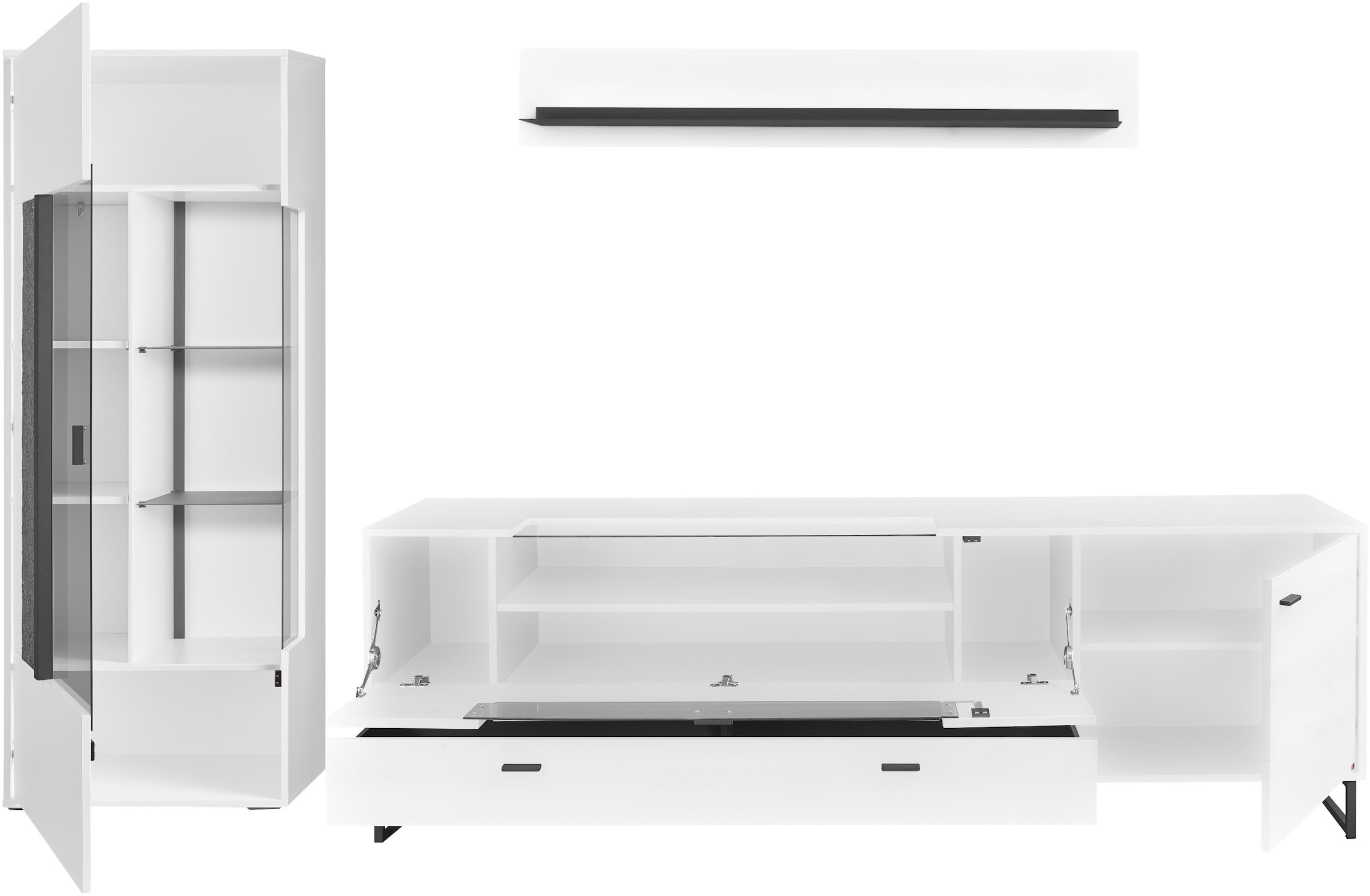 set one by Musterring TV-Wand »Deltona«, (3 St.), Zierelemente aus Sandstein, inkl. Beleuchtung, Gesamtbreite ca. 287 cm