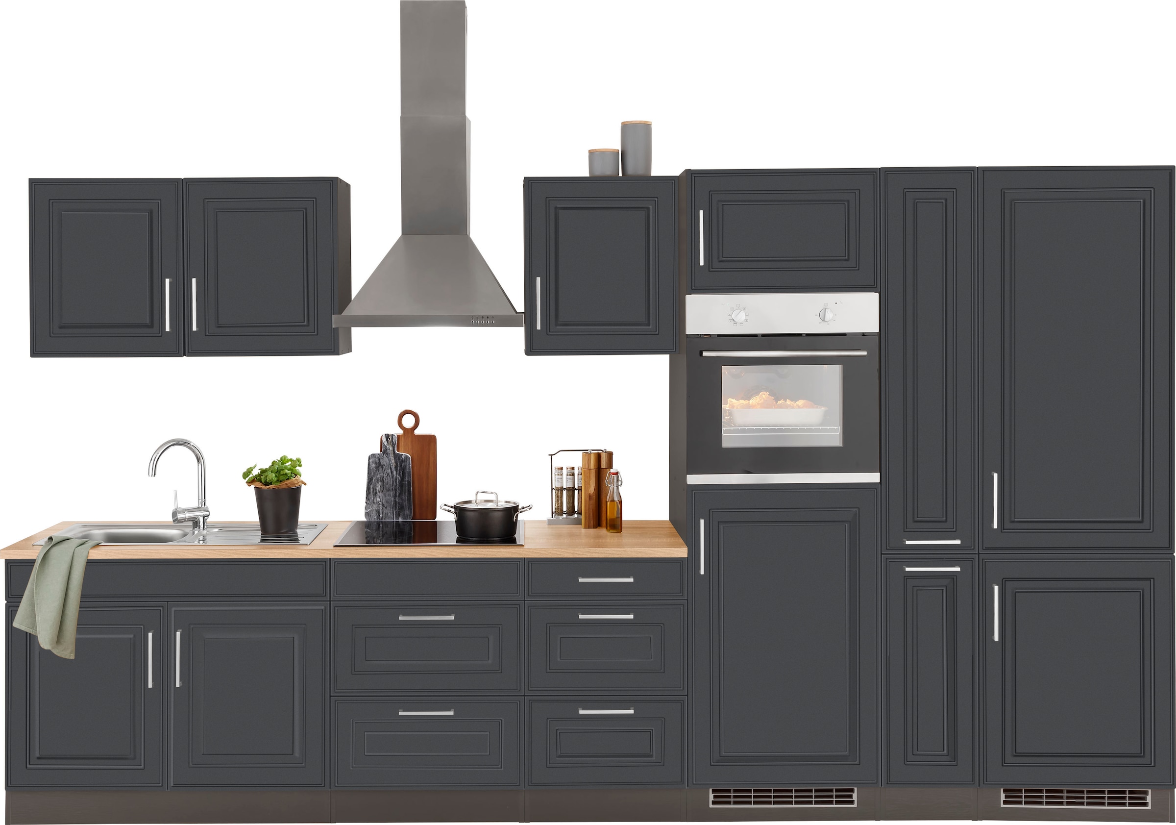 bestellen cm, 360 Fronten »Stockholm«, Landhaus-Stil mit hochwertigen Rechnung HELD im MDF Breite auf Küchenzeile MÖBEL