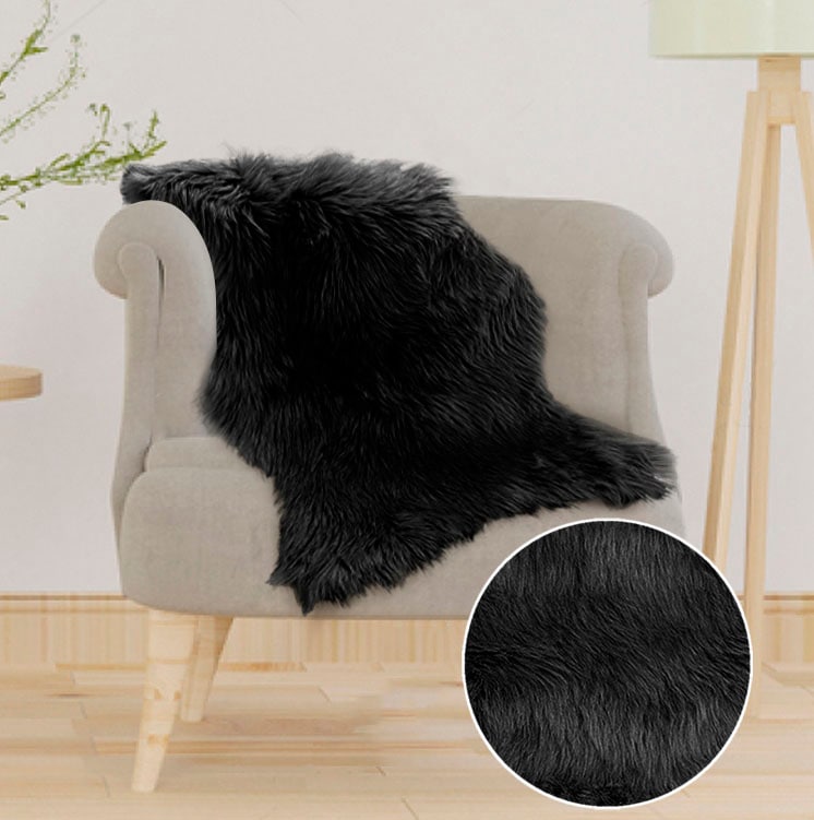 Home affaire Fellteppich »Valeria«, fellförmig, 60 mm Höhe, Kunstfell Teppich rund, besonders weich und flauschig, fußbodenheizungsgeeignet, pflegeleicht, ideale Teppiche für Wohnzimmer, Schlafzimmer und Esszimmer