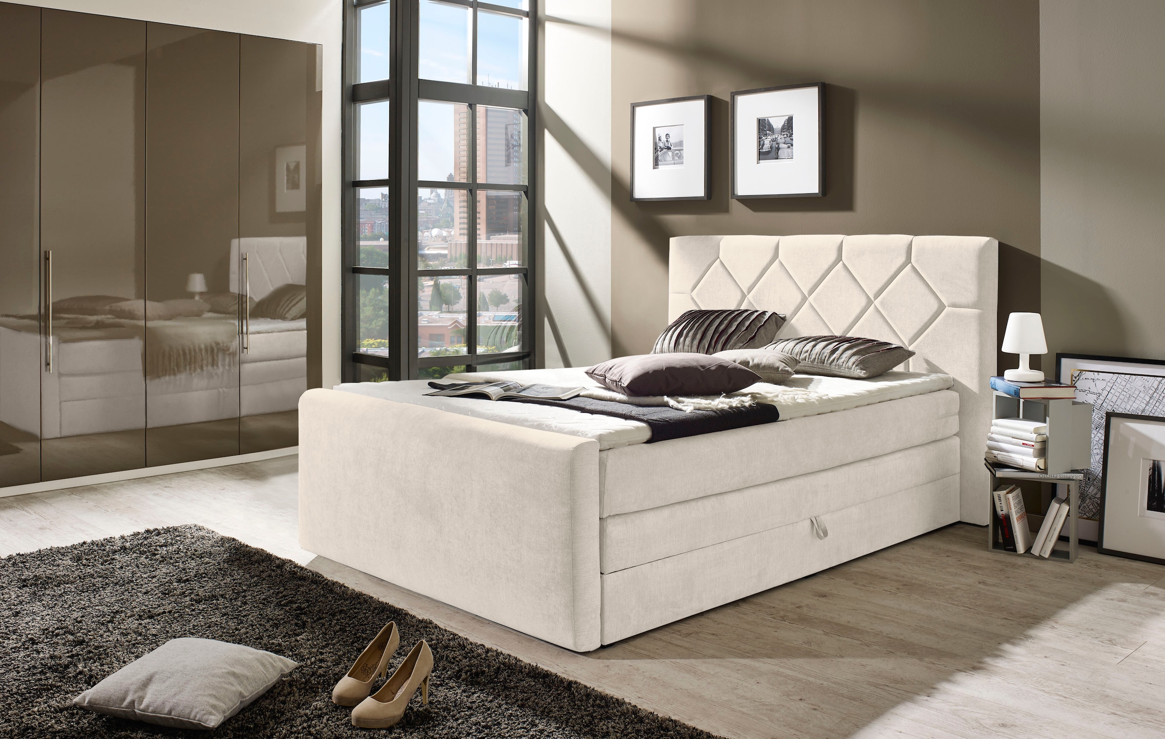 Places of Style Boxspringbett »Atlanta«, inklusive Topper und Bettkasten