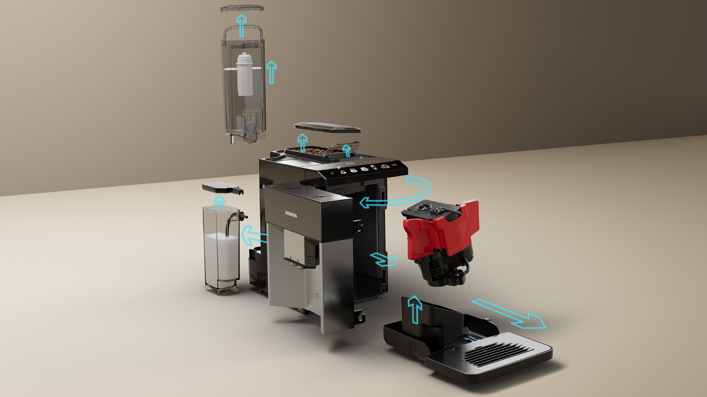 SIEMENS Kaffeevollautomat »EQ500 integral TQ517D03, intuitives Farbdisplay, Doppeltassenfunktion«, integrierter Milchbehälter, automatische Dampfreinigung, edelstahl