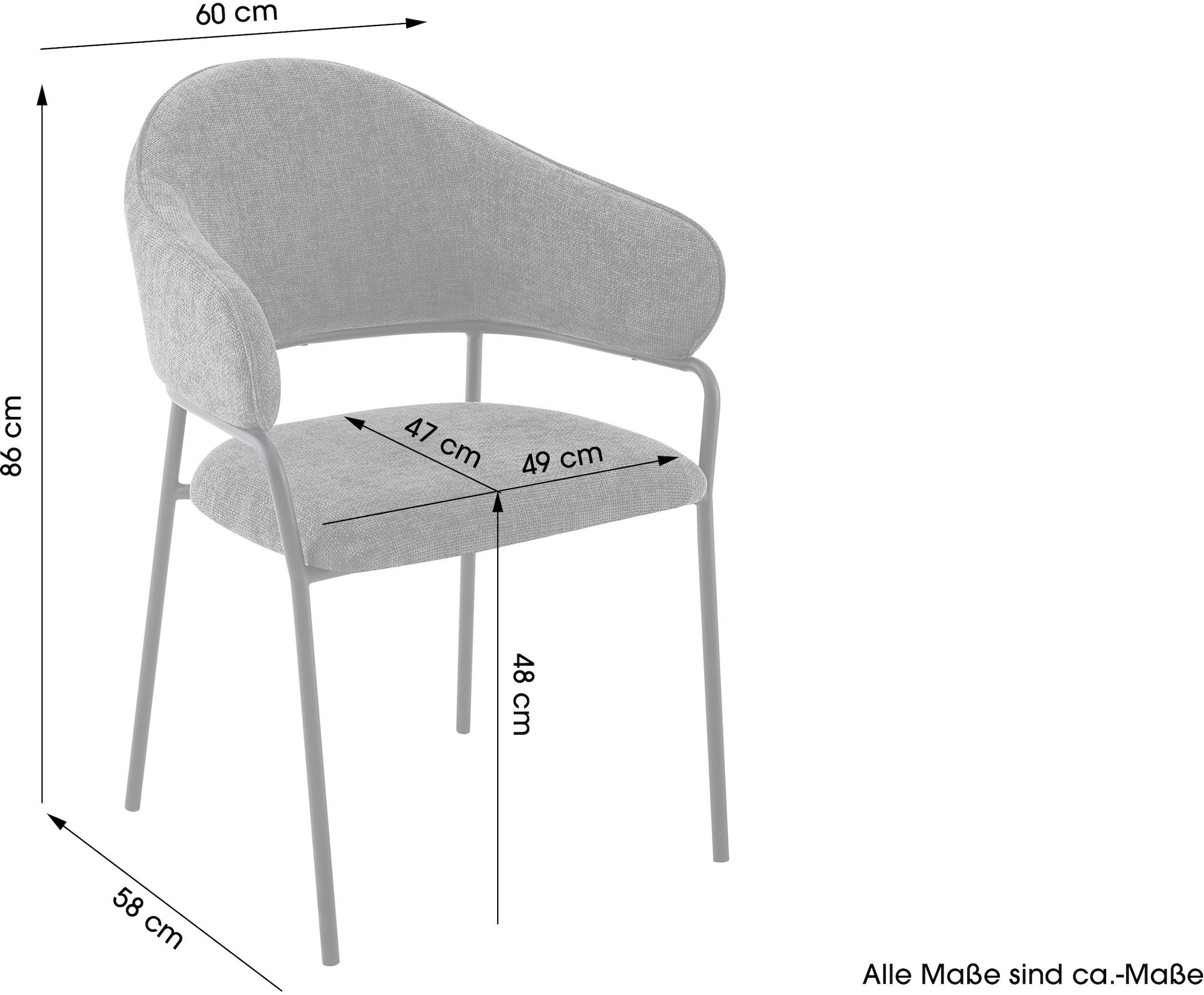byLIVING Esszimmerstuhl »Curve« (Set) 2 Stk.moderner Stoff Stuhl mit gemütlichem Sitzkomfort, verschiedene Farben.