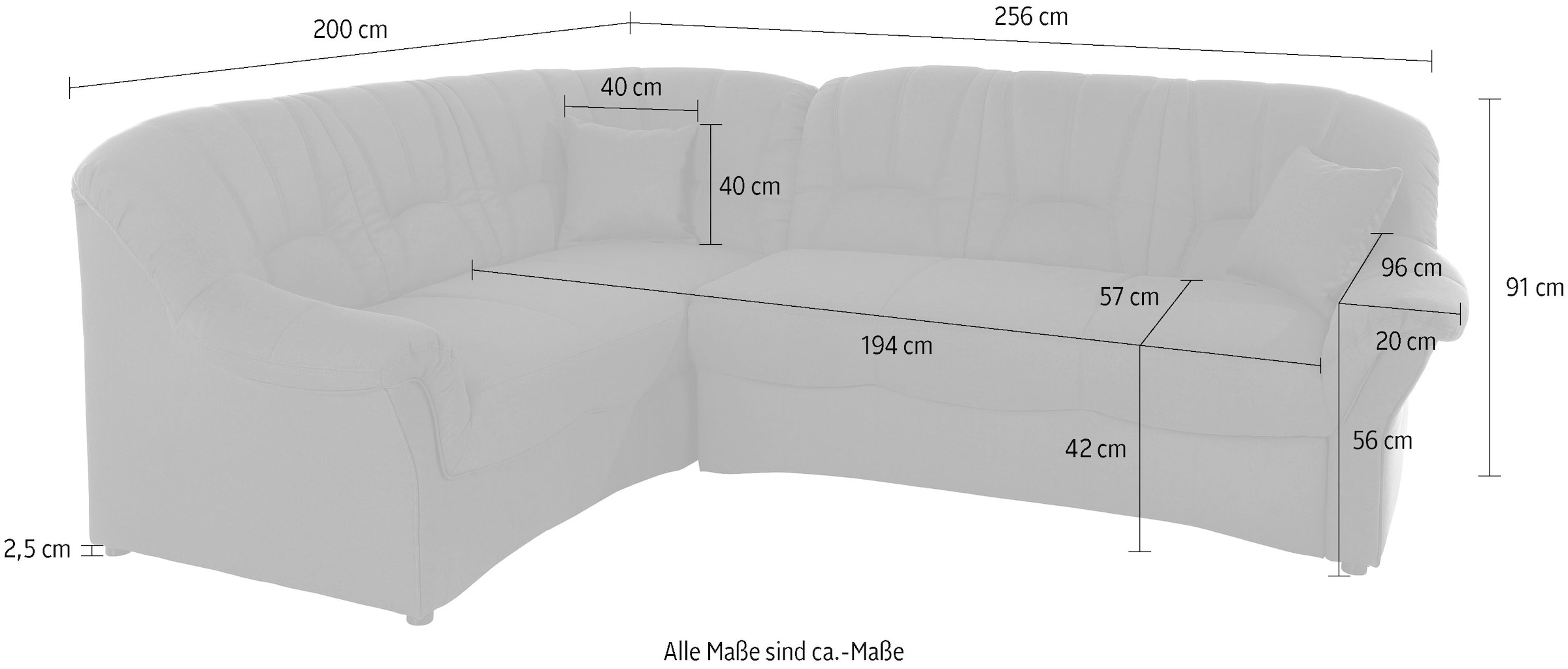 DOMO collection Ecksofa »Bahia L-Form, B/T: 256/200 cm, belastbar bis 140kg/Sitz, mit Federkern«, Microfaser MELROSE®, mocca