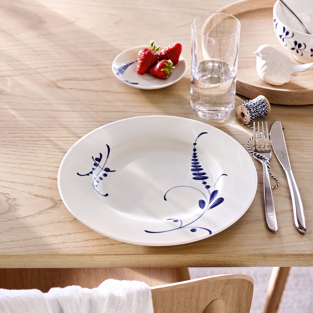 Villeroy & Boch Suppenteller »Suppenteller Vieux Luxembourg Brindille ø 24,2 cm 6er Set weiß-blau«