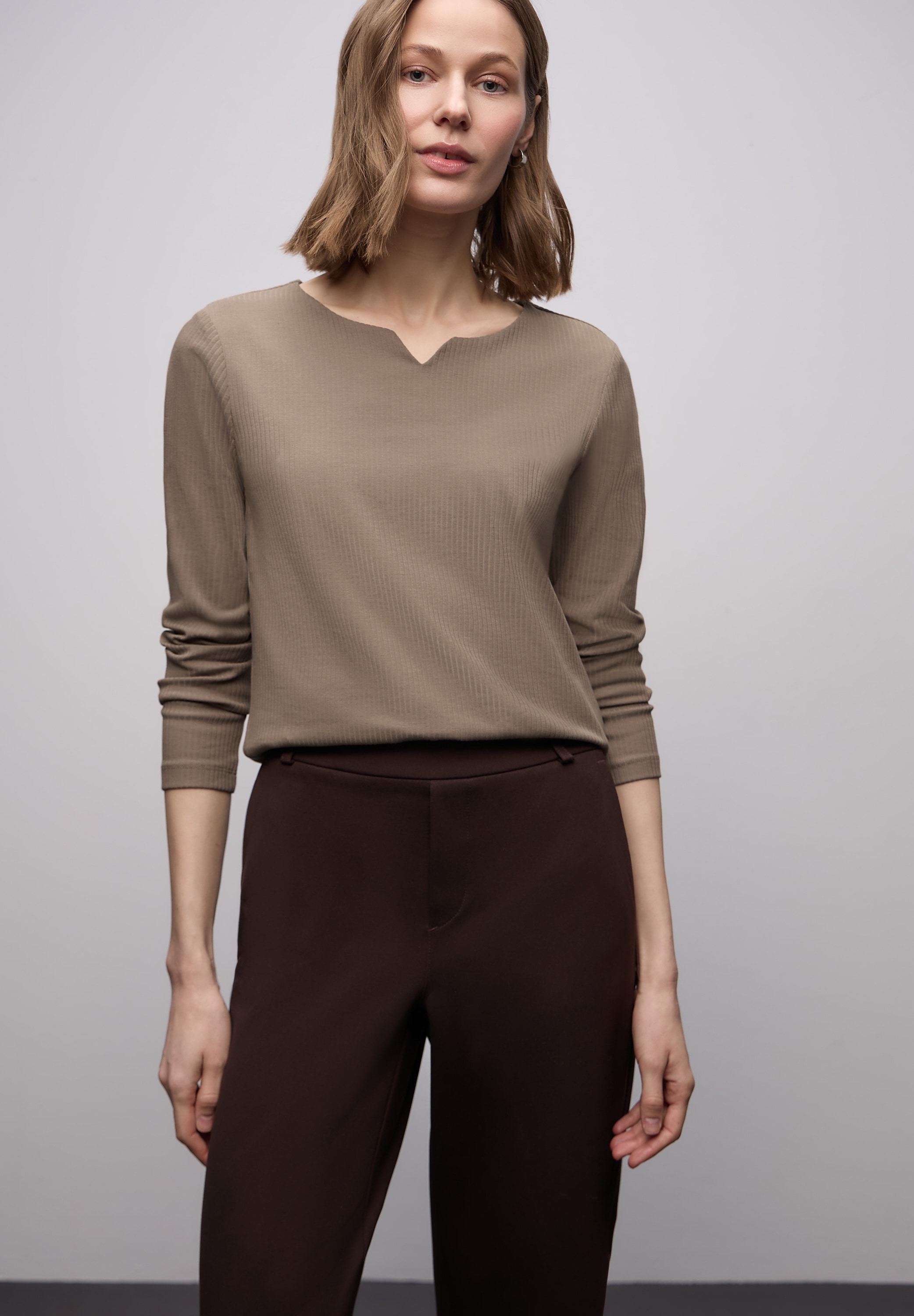 STREET ONE Langarmshirt mit Rippstruktur