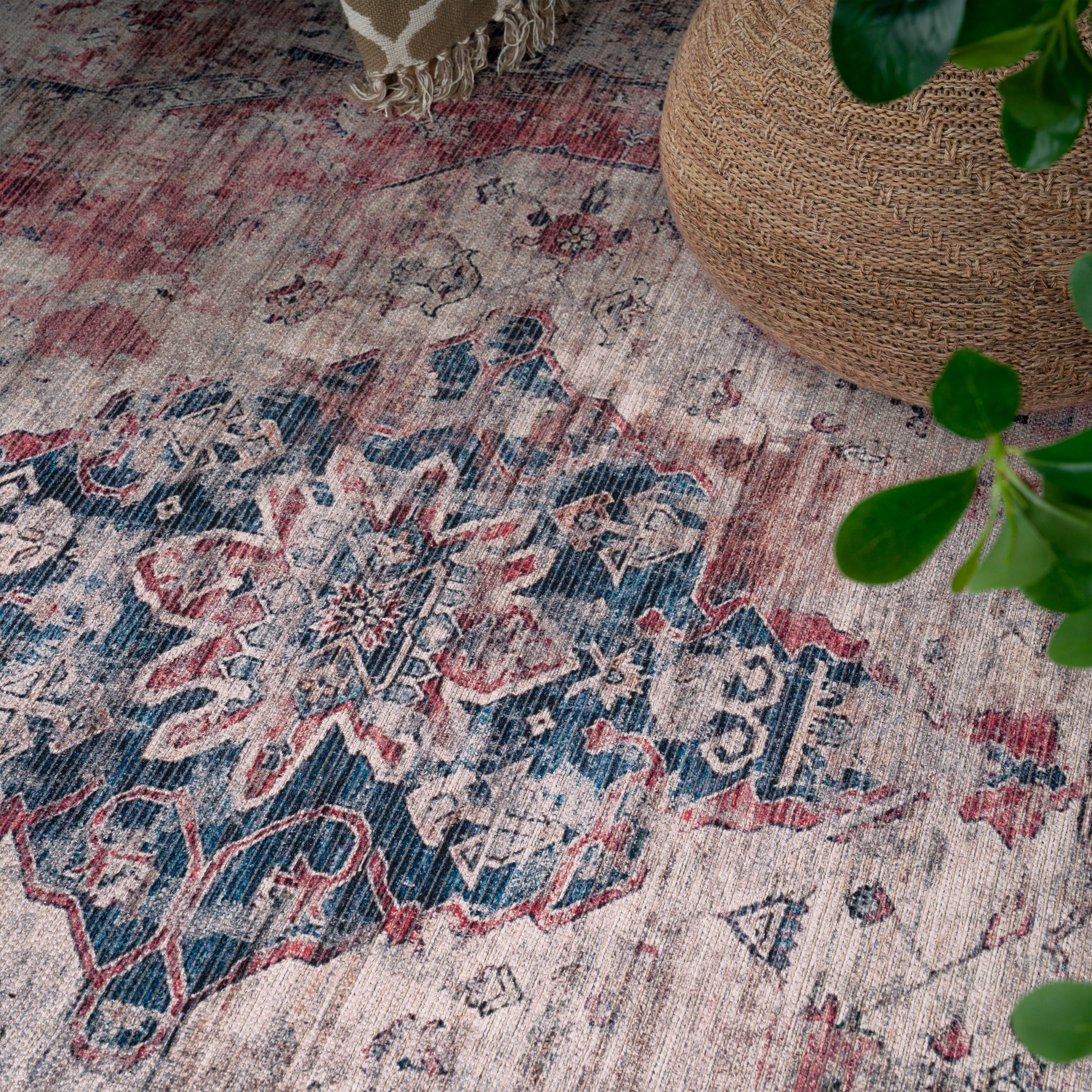 Paco Home Teppich »Lyon 331«, rund, 4 mm Höhe, Kurzflor, Orient-Optik, Vintage Design, waschbar