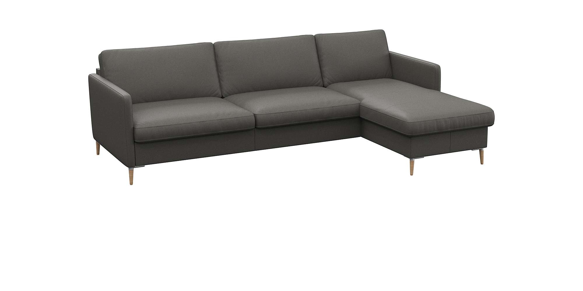 FLEXLUX Ecksofa »Fiore, super Sitzkomfort durch Kaltschaum im Sitz, L-Form«, schmale Armlehnen, Füße Alu+ Eiche