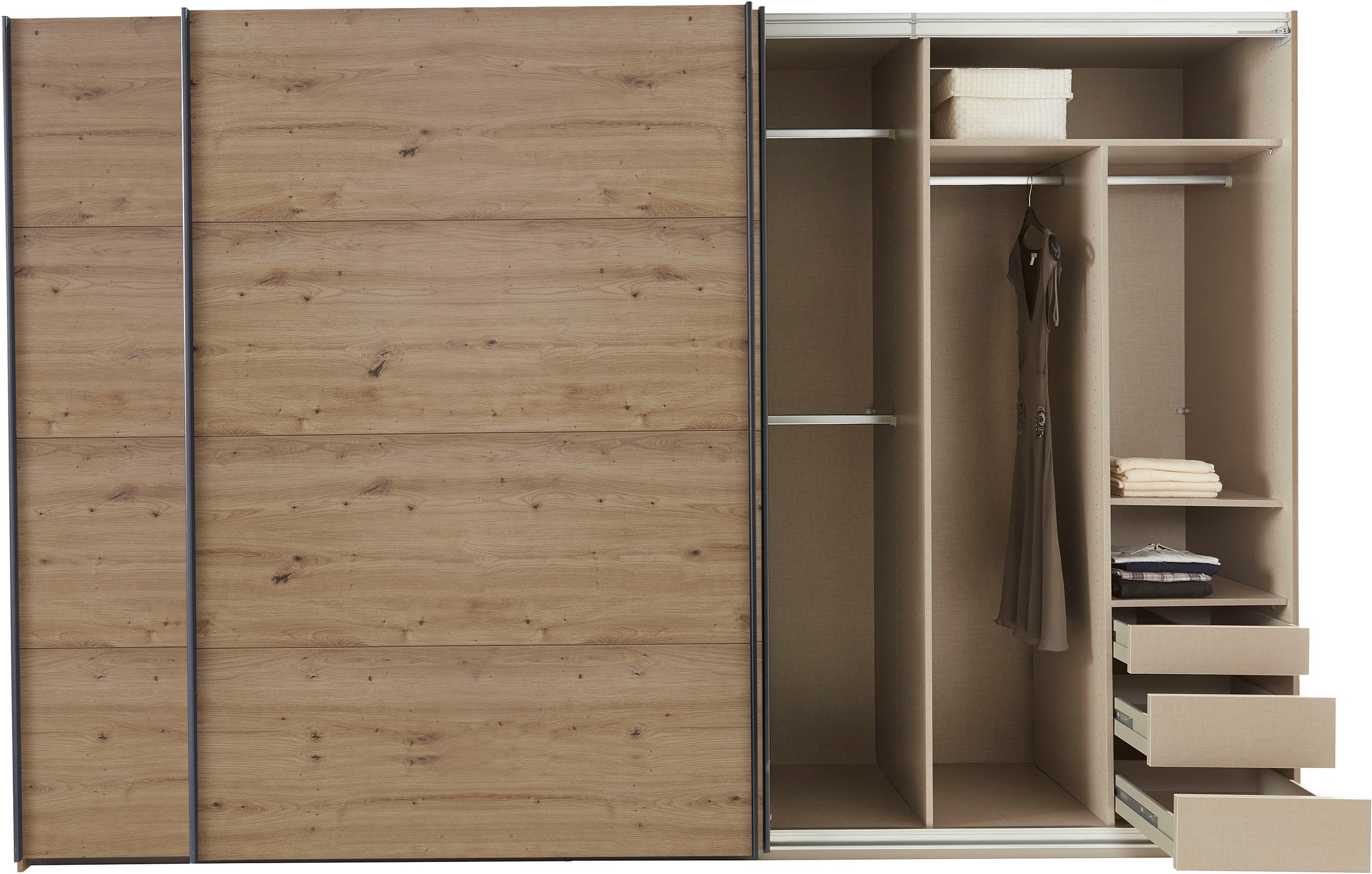 rauch Schwebetürenschrank »Kleiderschrank Schrank Garderobe TOPSELLER OTELI inkl. Inneneinteilung«, mit 3 Innenschubladen sowie zusätzlichen Einlegeböden MADE IN GERMANY
