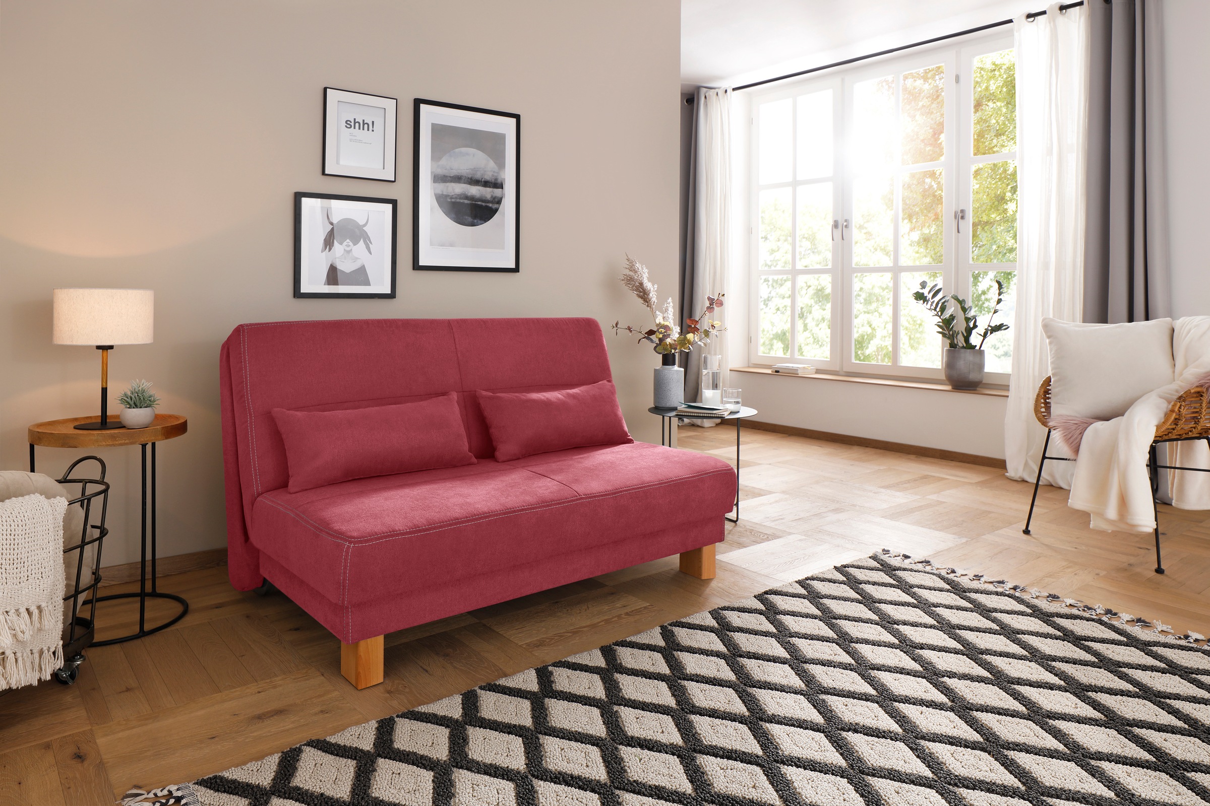 Home affaire Schlafsofa »Gina«, vom Sofa zum Bett mit einem Handgriff, in 4 Breiten, Nierenkissen