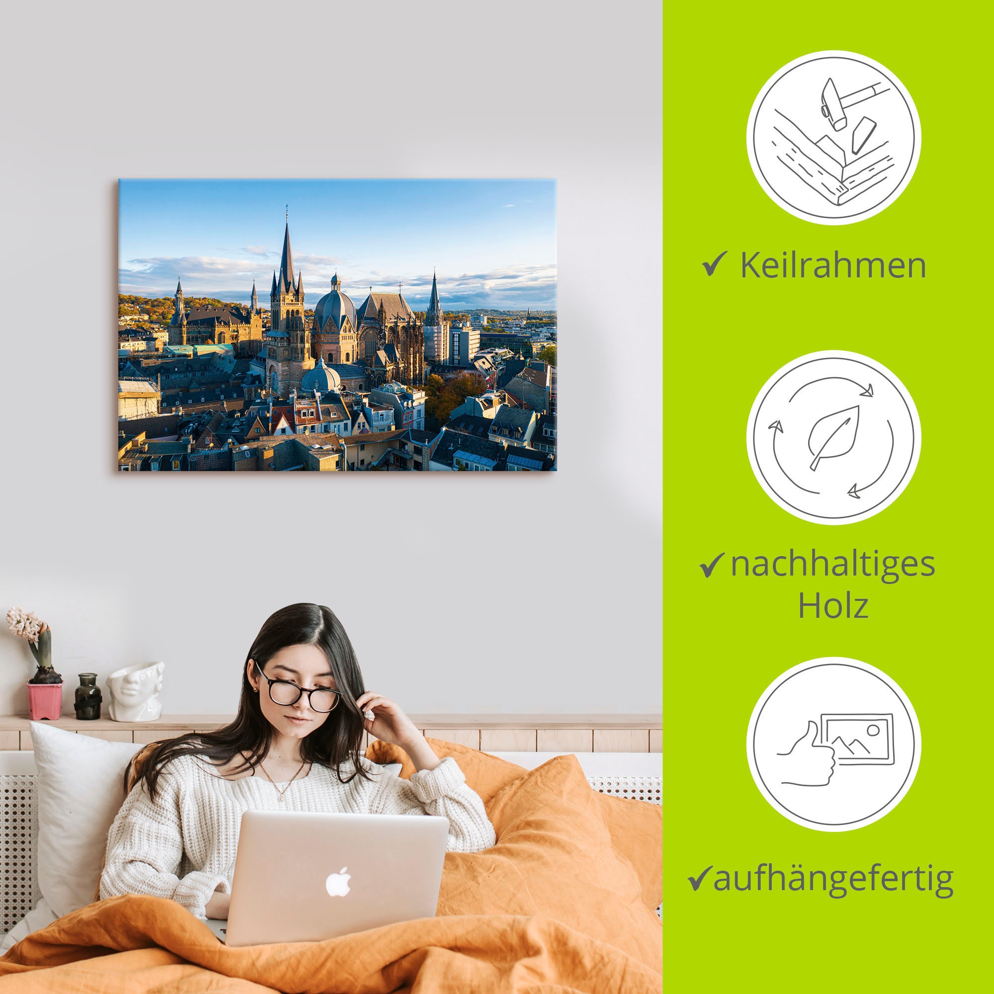 Artland Wandbild »Aachen Skyline II«, Aachen, (1 St.), als Alubild, Leinwandbild, Wandaufkleber oder Poster in versch. Größen