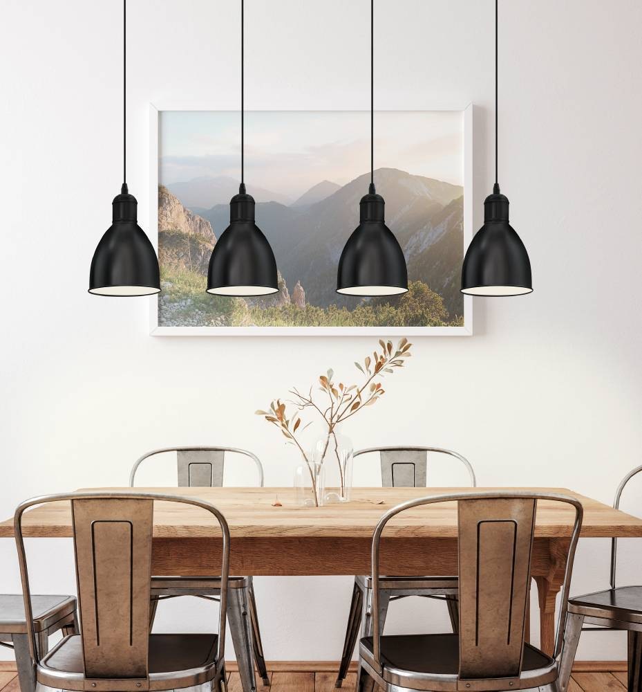 EGLO Pendelleuchte »PRIDDY Hängeleuchte, Pendellampe, Stahl, schwarz, E27, Industrial«, 4 flammig, Leuchtmittel E27 | ohne Leuchtmittel, Wohnzimmerlampe, Esszimmerlampe, 4 flammig, Vintage, 110x97,5x15,5cm