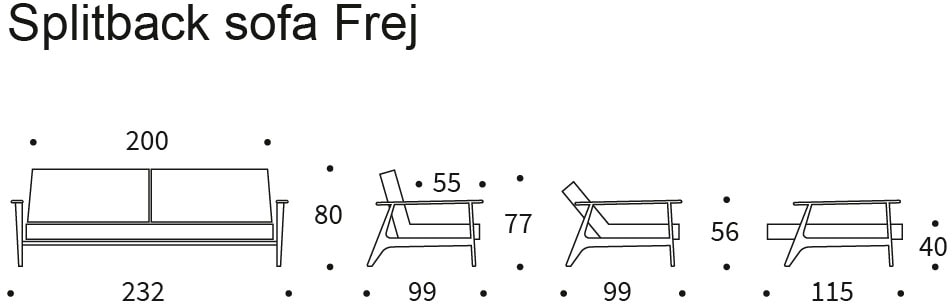 INNOVATION LIVING ™ Schlafsofa »Splitback Frej, Dauerschlafsofa, bequem mit Federkernunterfederung«, mit stabilen Armlehnen, in skandinavischem Design