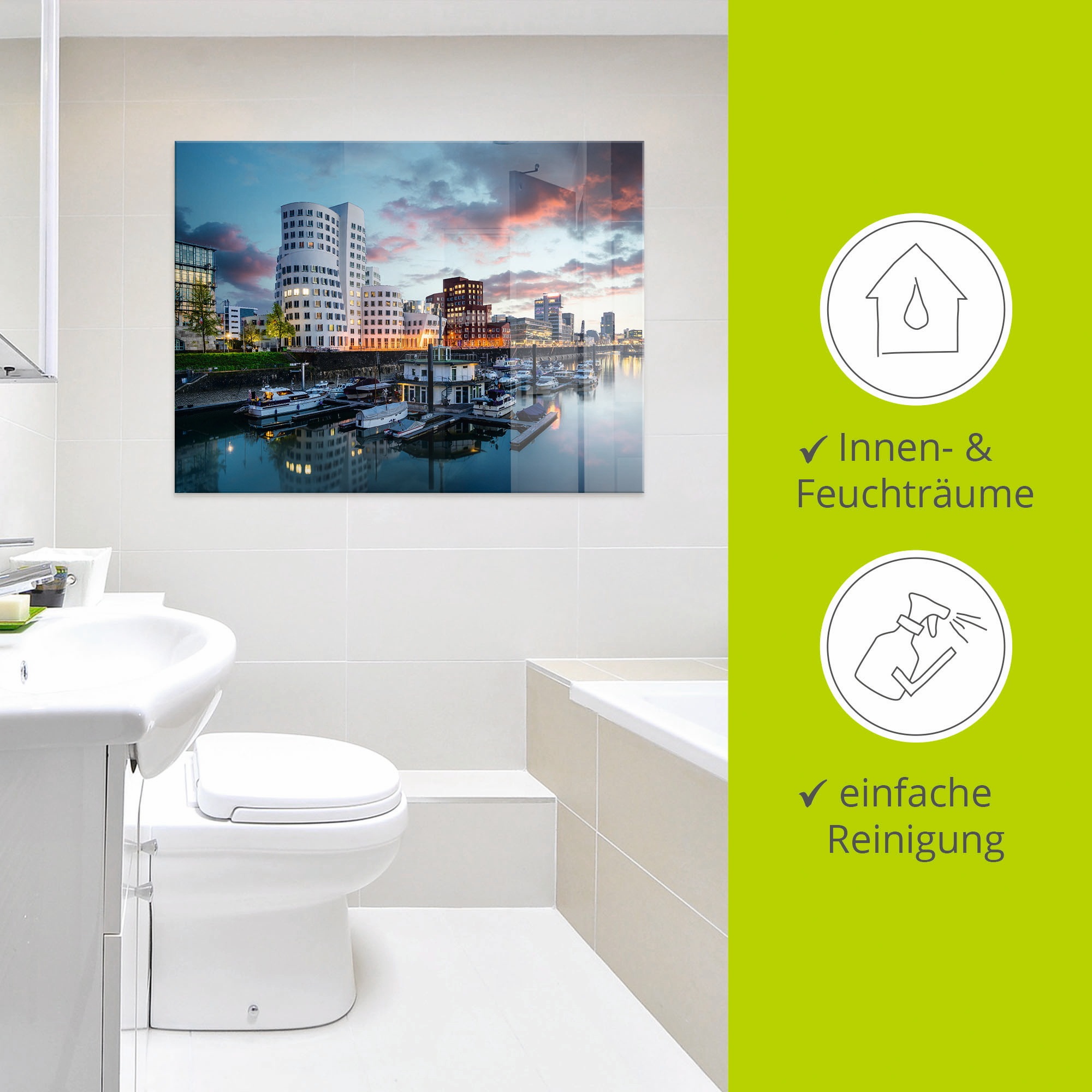 Artland Glasbild »Düsseldorf Medienhafen« Deutschland 1 Stk. tlg. in verschiedenen Größen