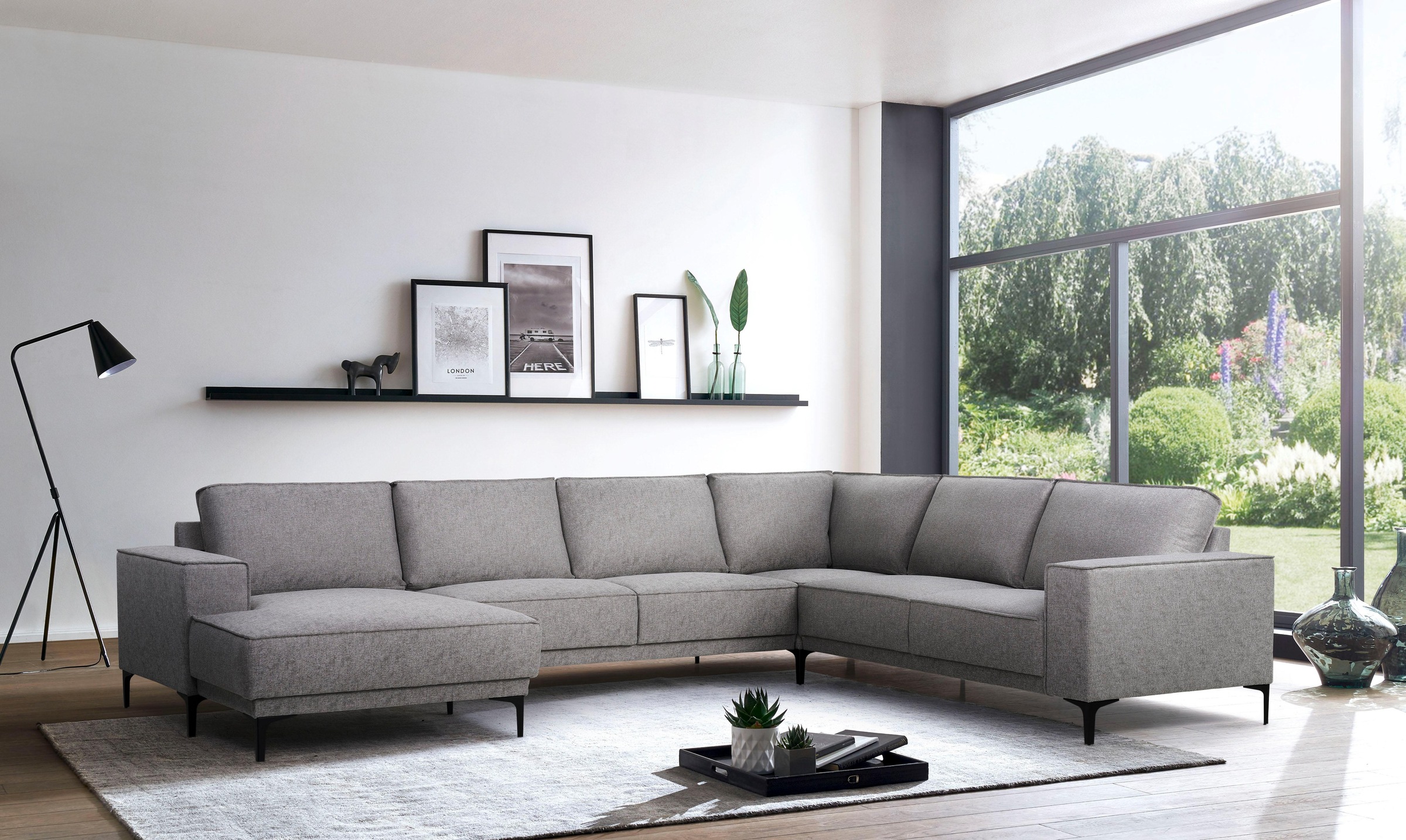 OTTO home Wohnlandschaft »OLAND U-Form, XXL, B: 342 cm, Skandi-Design« Skandi-Design in Struktur, Flachgewebe, Luxus-Microfaser, Boucle