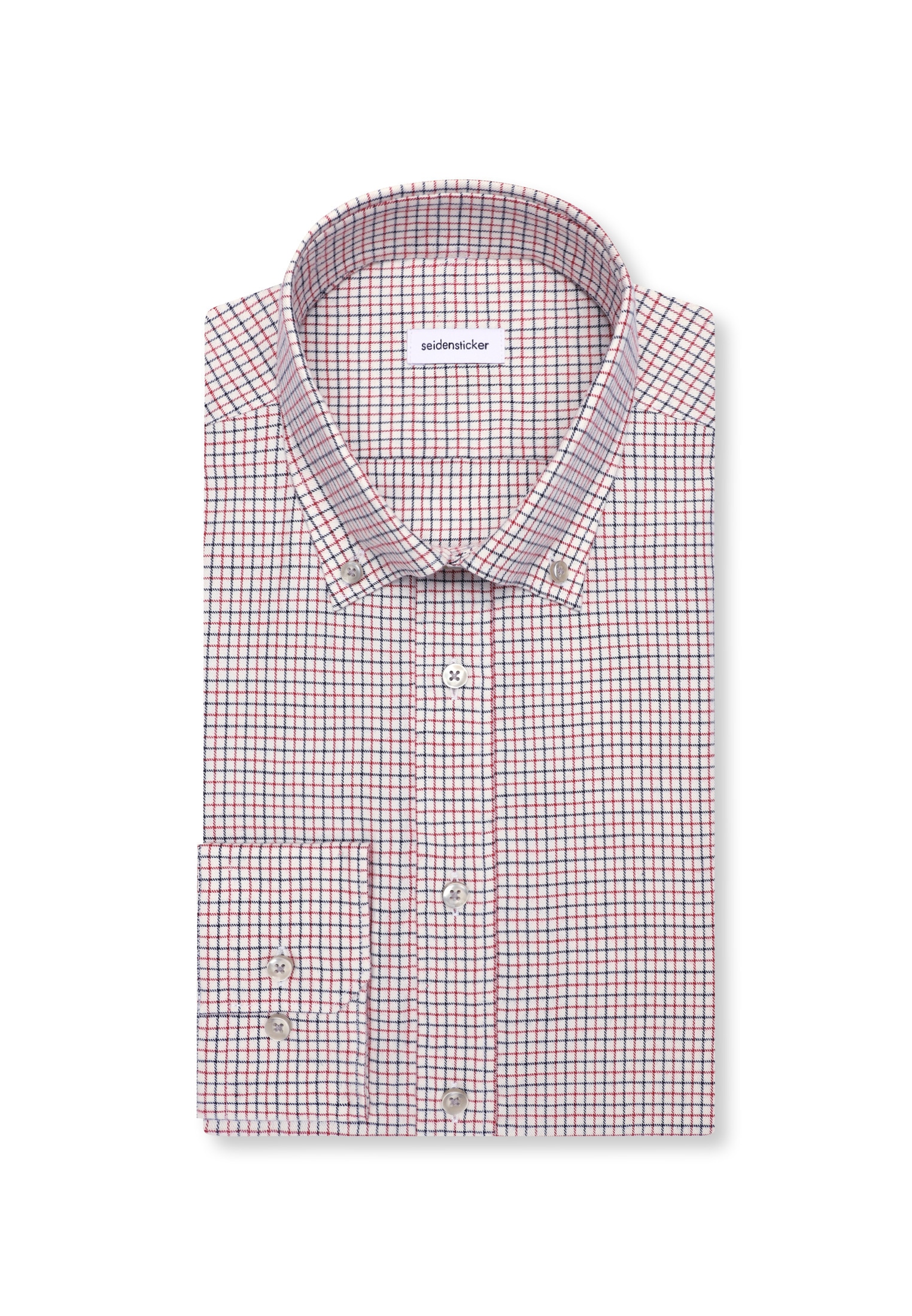 seidensticker Flanellhemd »Schwarze Rose« Regular 1/1 Button-Down-Kragen Karo