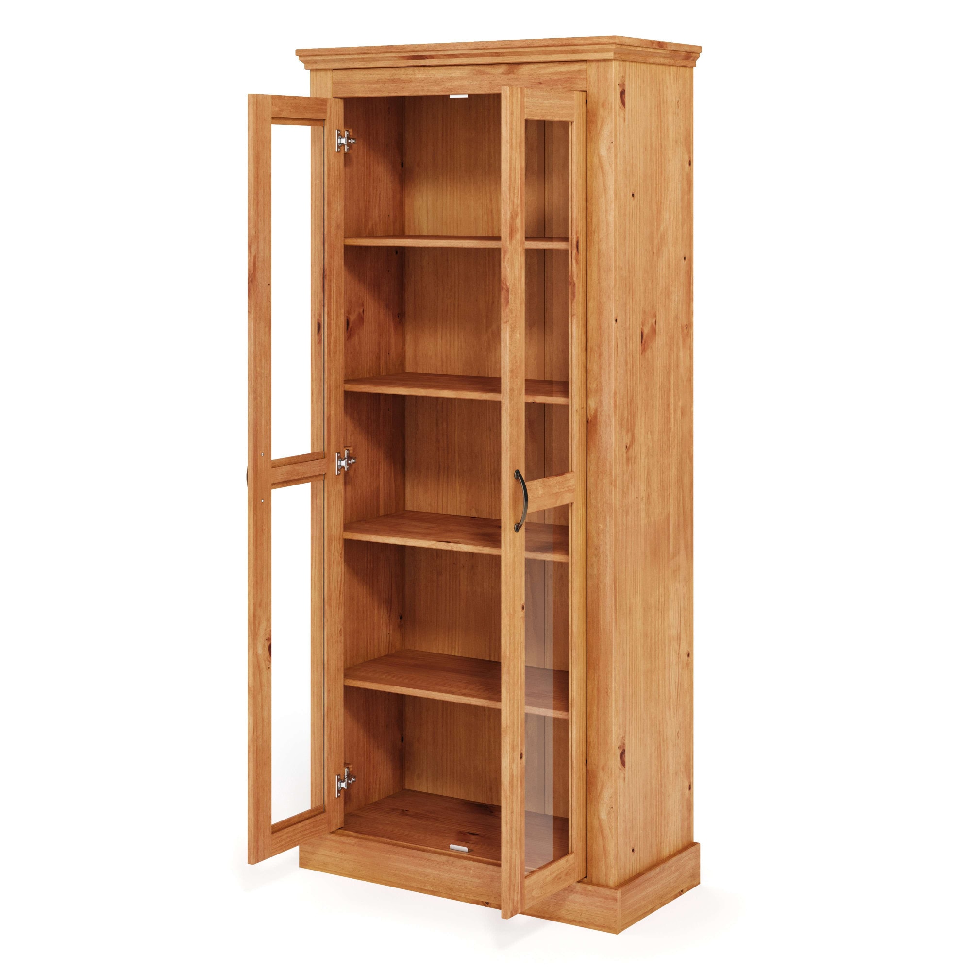 OTTO home Vitrine »Selma, Hochschrank, Standvitrine, Glasvitrine aus massivem Kiefernholz« FSC®, mit Griffen aus antikisiertem Metall, Höhe 180 cm