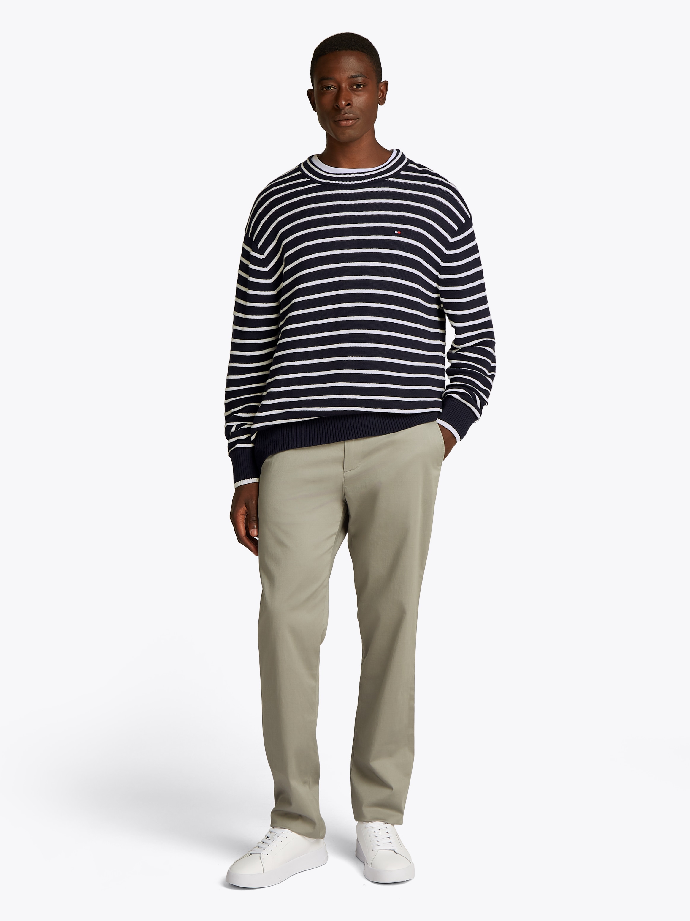 Tommy Hilfiger Strickpullover »BRETON STRUCTURE CREW NECK«, Mit Rundhalsausschnitt