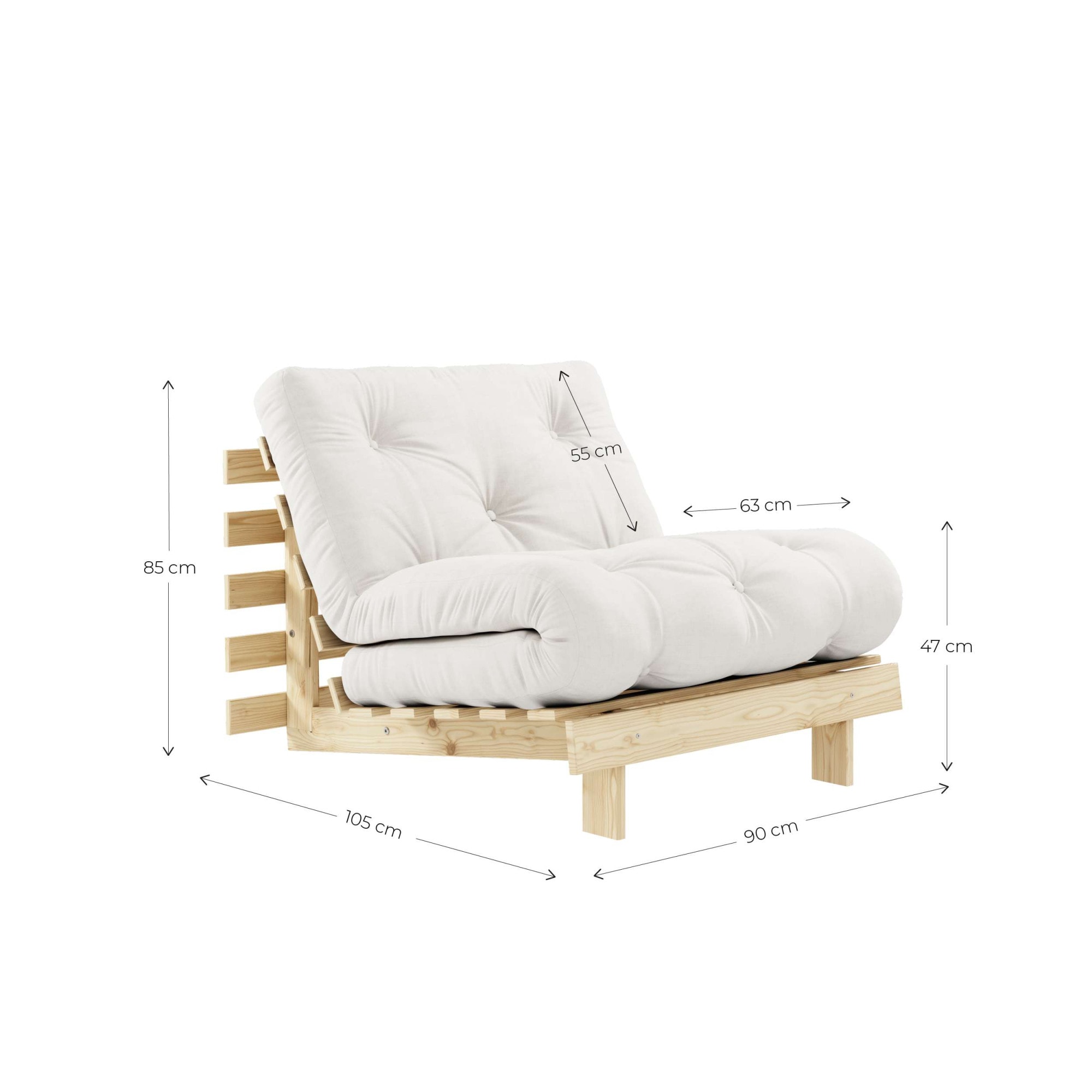 Karup Design Daybett »Roots Sofa Bed, Schlafsofa, Bettfunktion, FSC®-Massivholz, B: 90 cm« Inkl. Futonmatratze. Made in Europe, minimalistisches Design