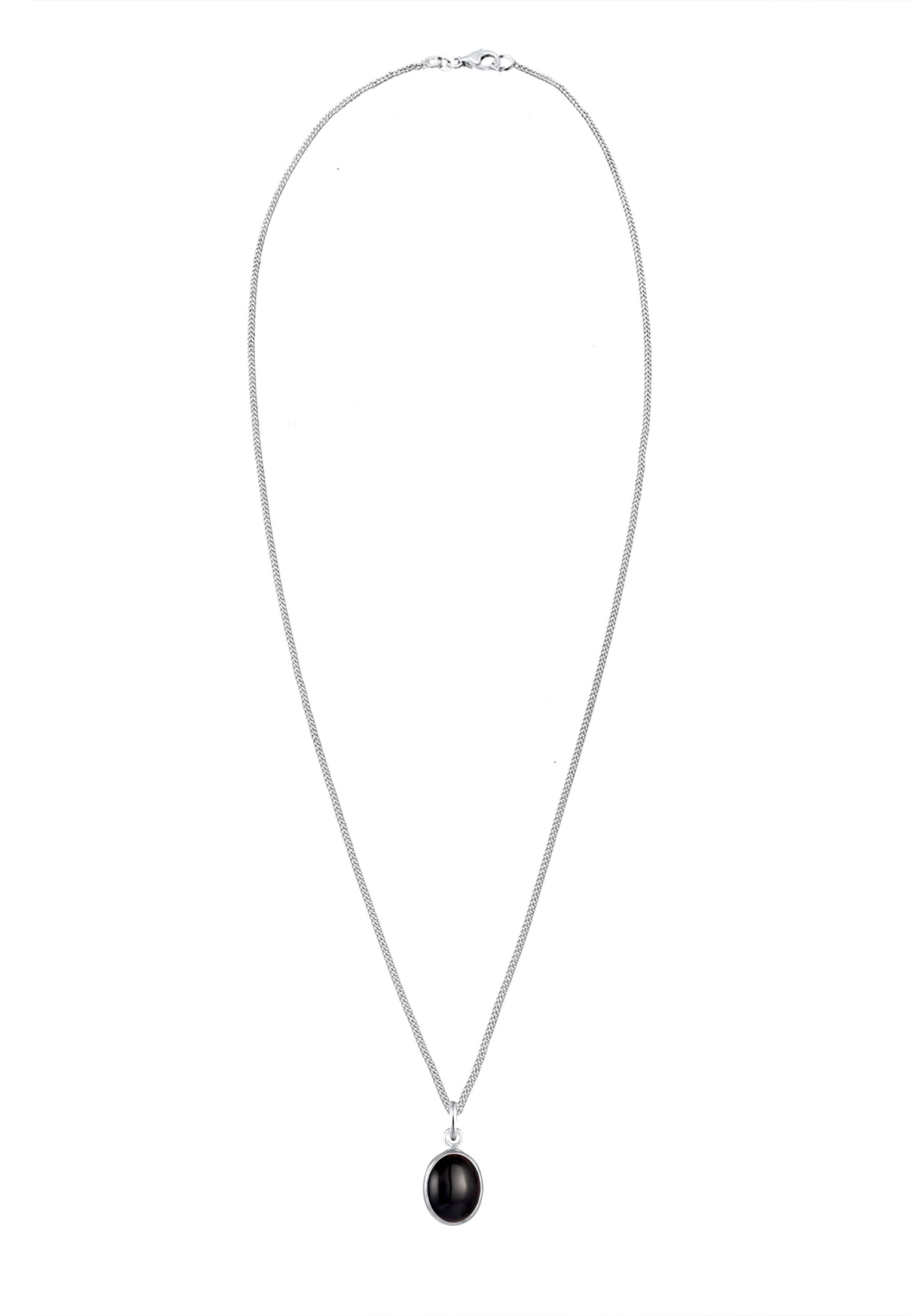 Elli Silberkette »Halskette Onyx Anhänger Oval Klassisch 925 Silber«