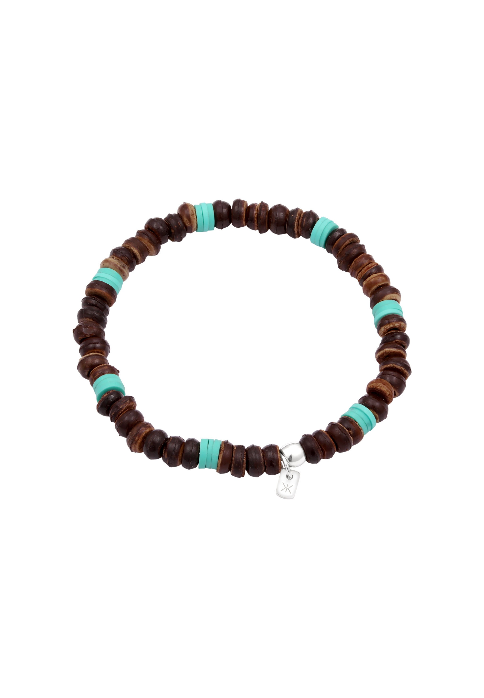 Kuzzoi Armkette »Armband Heishi Kokosnuss Perlen Braun 925 Sterling Silber«