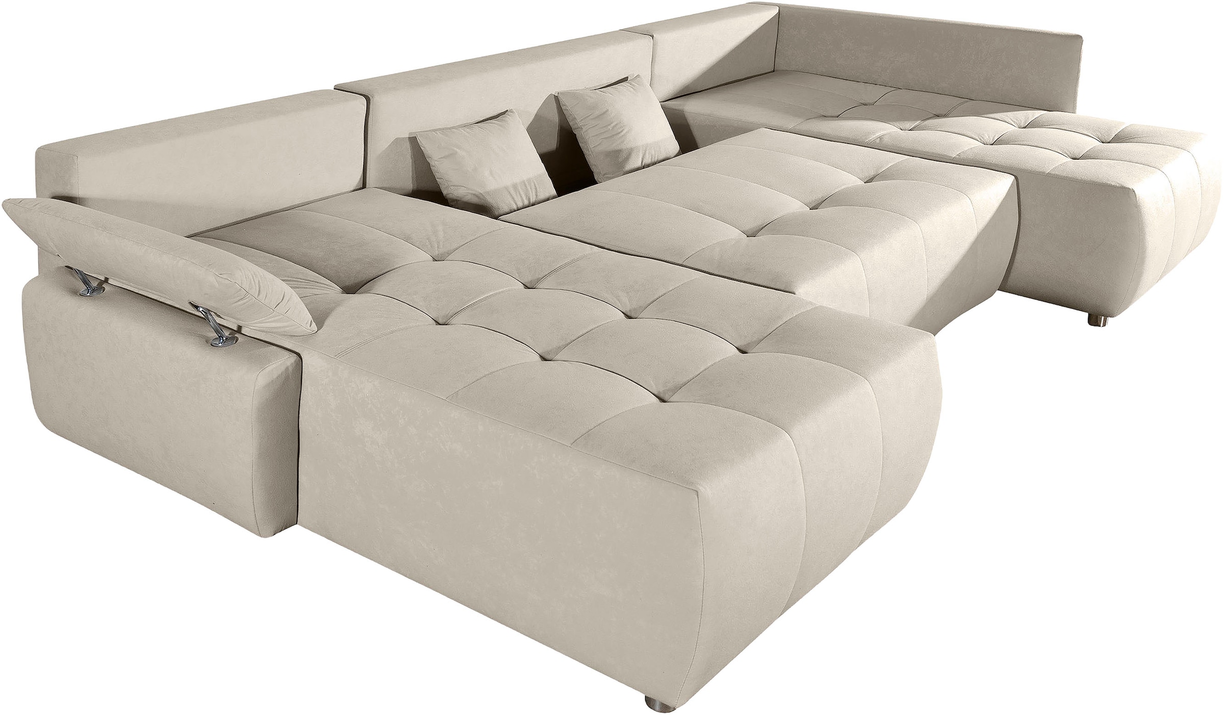 COLLECTION AB Wohnlandschaft »Funtastic U-Form, B:288 cm, Schlaffunktion, Bettkasten, auch in Cord« Schlaffunktion, Bonnelfederkern, Rückenkissen, Armteilverstellung